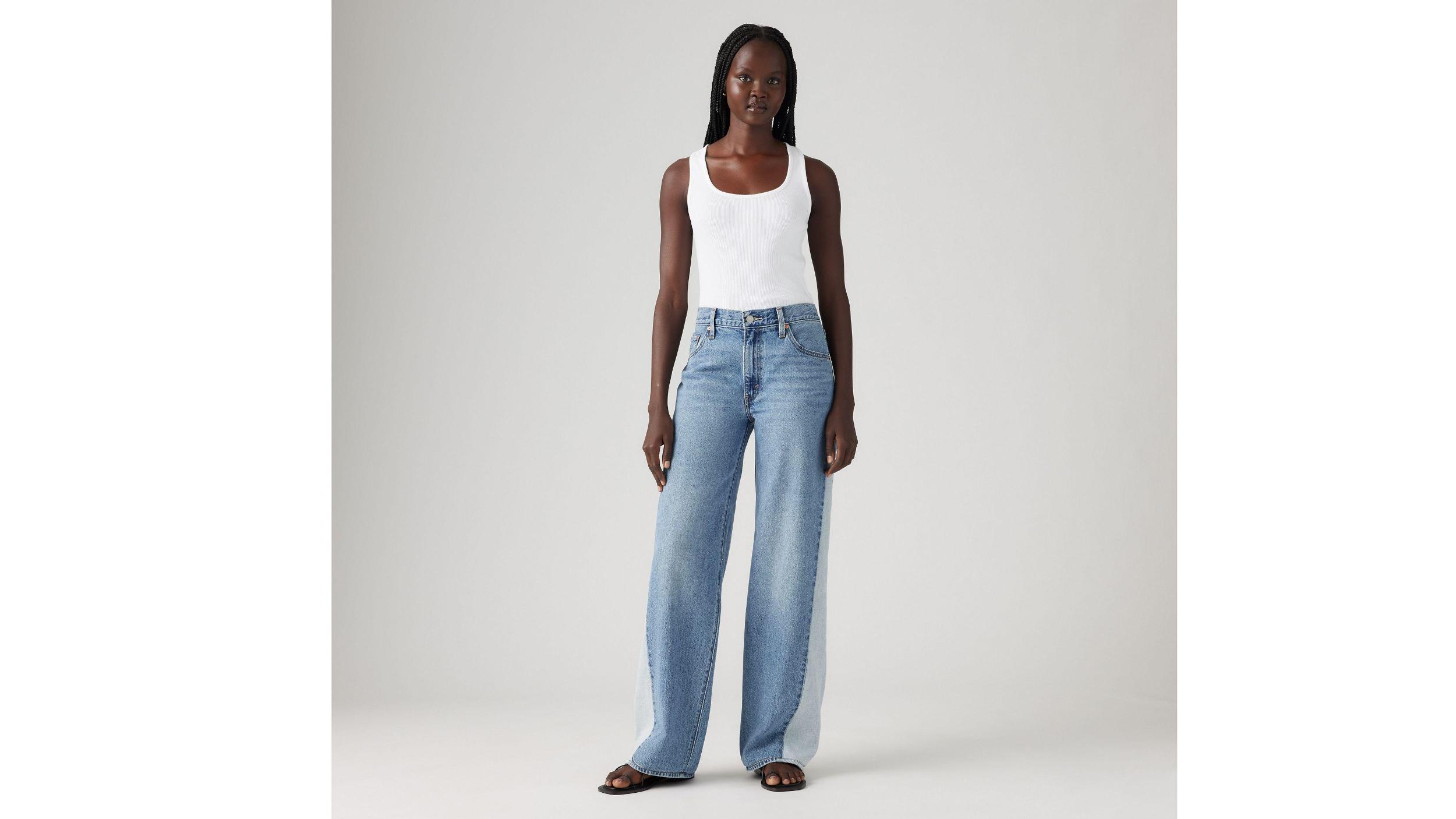 Baggy Dad Pieced Women's Jeans Product Image