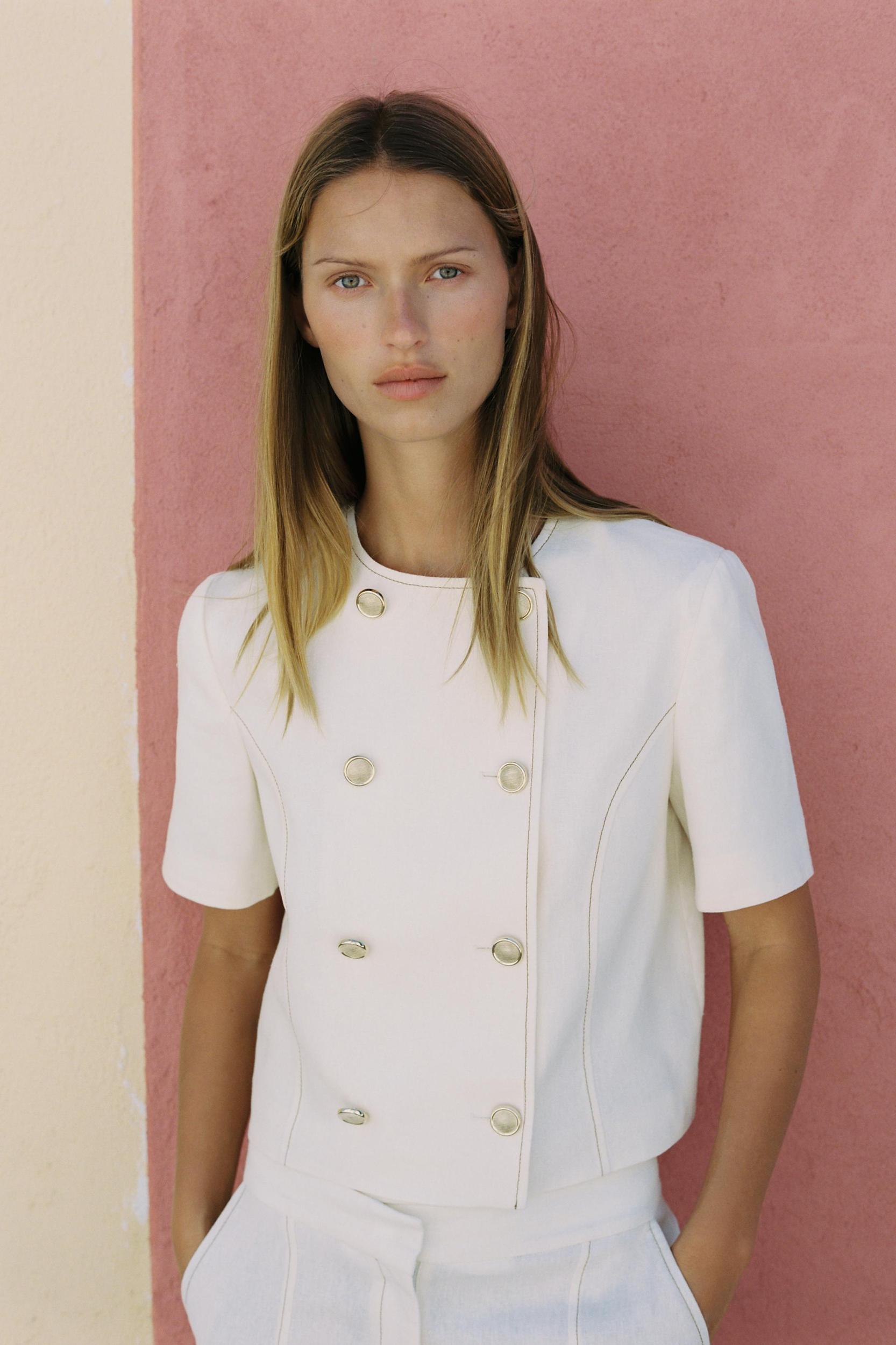 SHORT SLEEVE BLAZER WITH LINEN Product Image