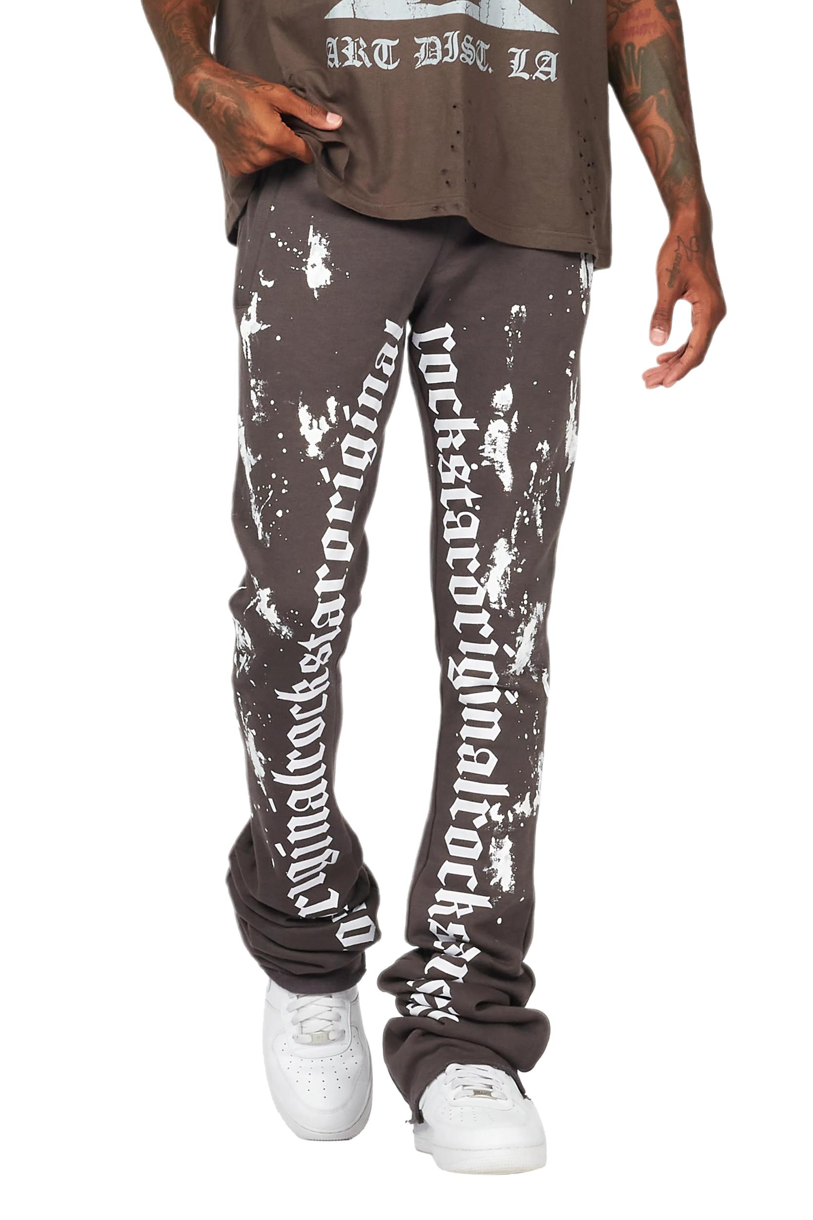 Adwin Painter Vintage Grey Super Stacked Flare Pants Male Product Image