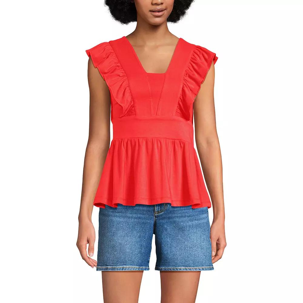 Women's Lands' End Lightweight Jersey Ruffle Peplum Top,  Product Image