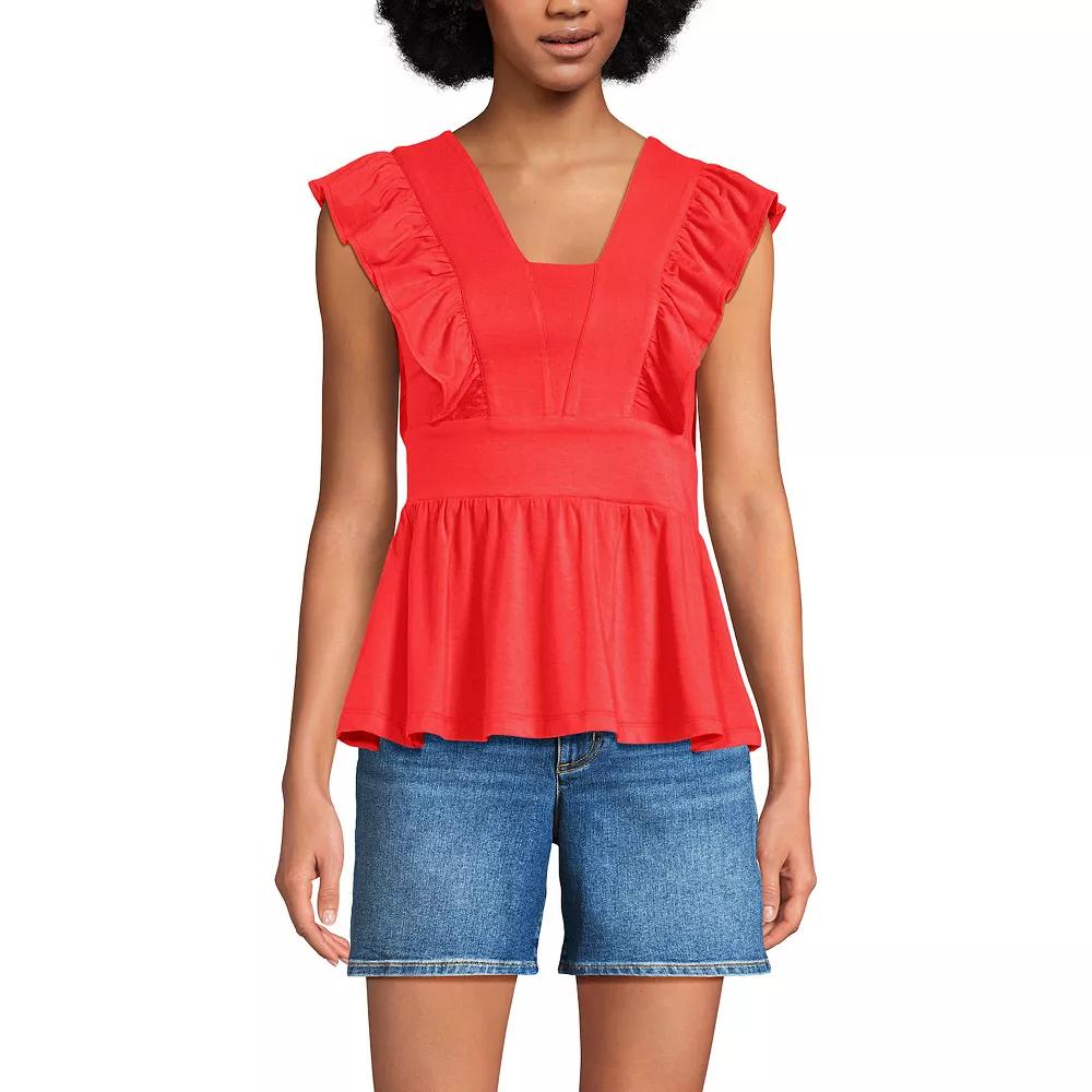 Women's Lands' End Lightweight Jersey Ruffle Peplum Top,  Product Image