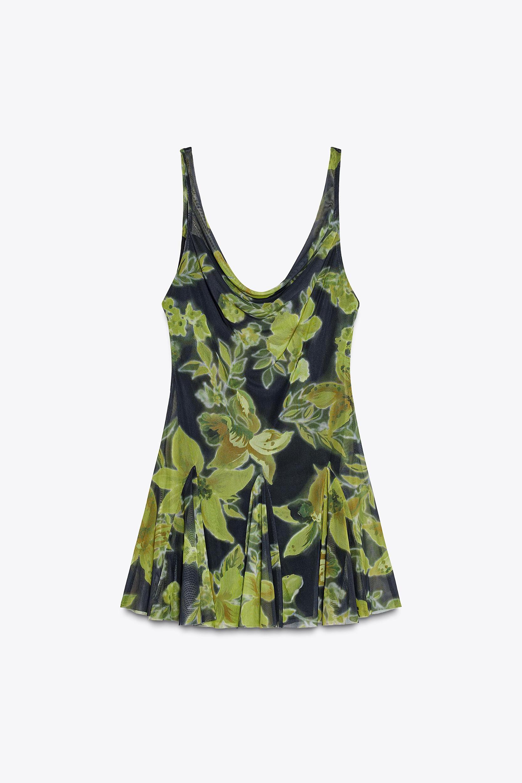 FLORAL PRINT TULLE SHORT DRESS Product Image