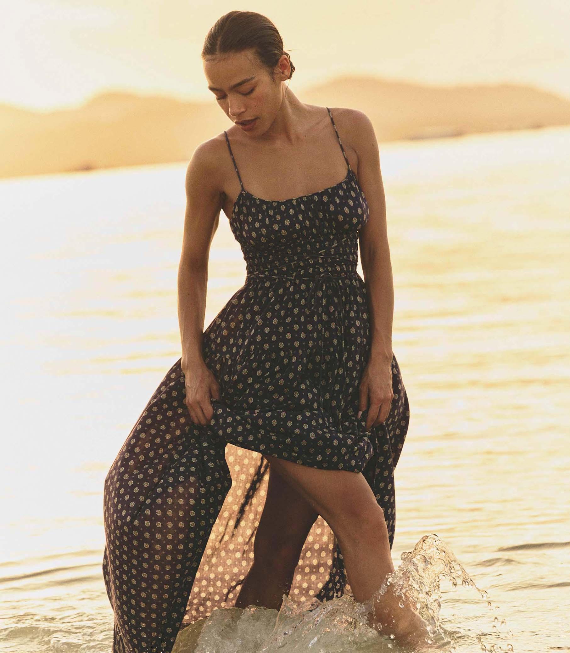 SAFIA DRESS -- NAVY CADIZ FOULARD Product Image