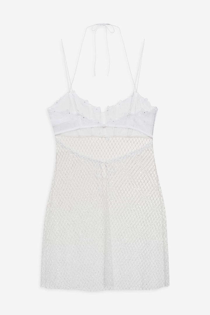 Ellery Glitter Slip Dress — White Product Image