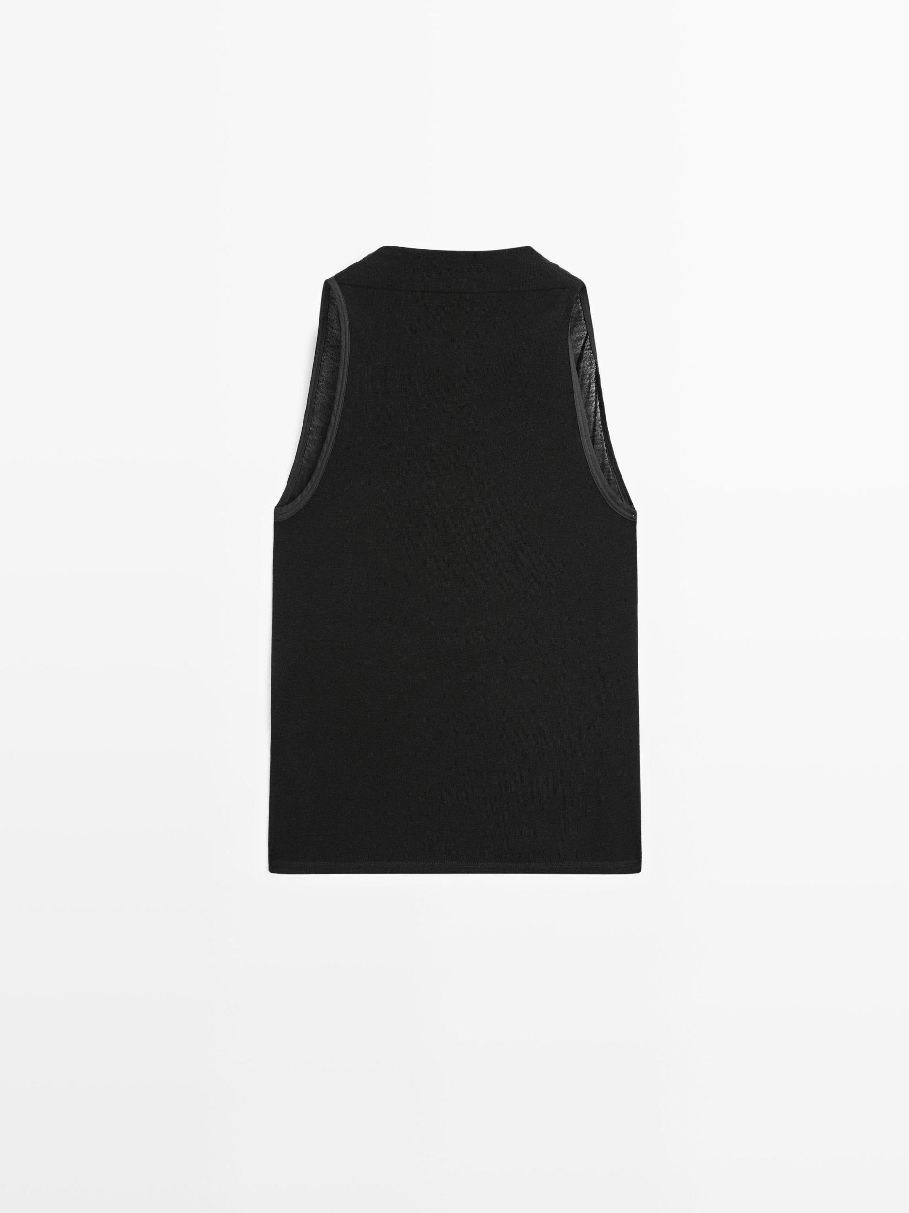 Sleeveless top with draped neckline Product Image