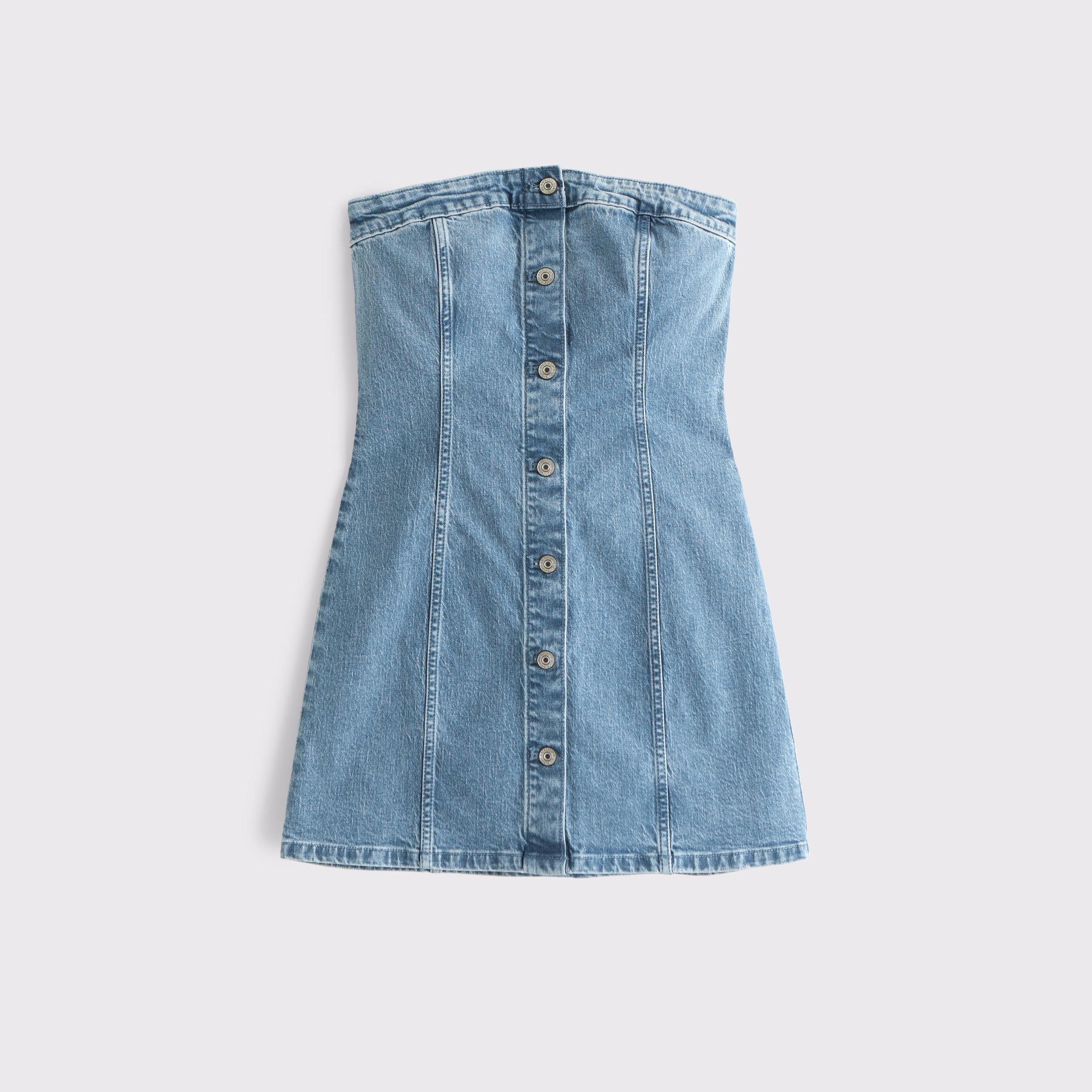 The A&F Mara Strapless Denim Mini Dress Product Image