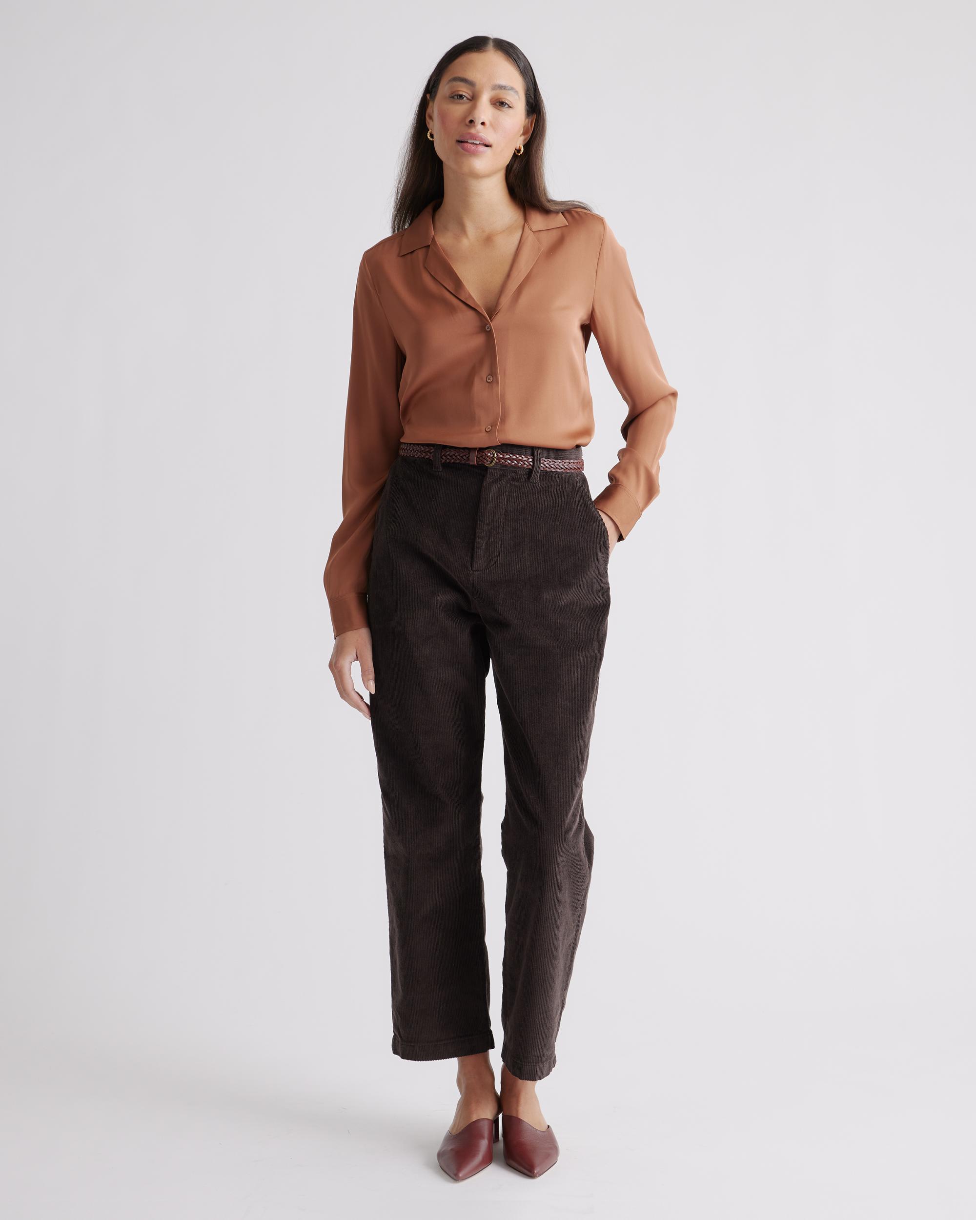 Quince | Women's Washable Stretch Silk Notch Collar Blouse Product Image