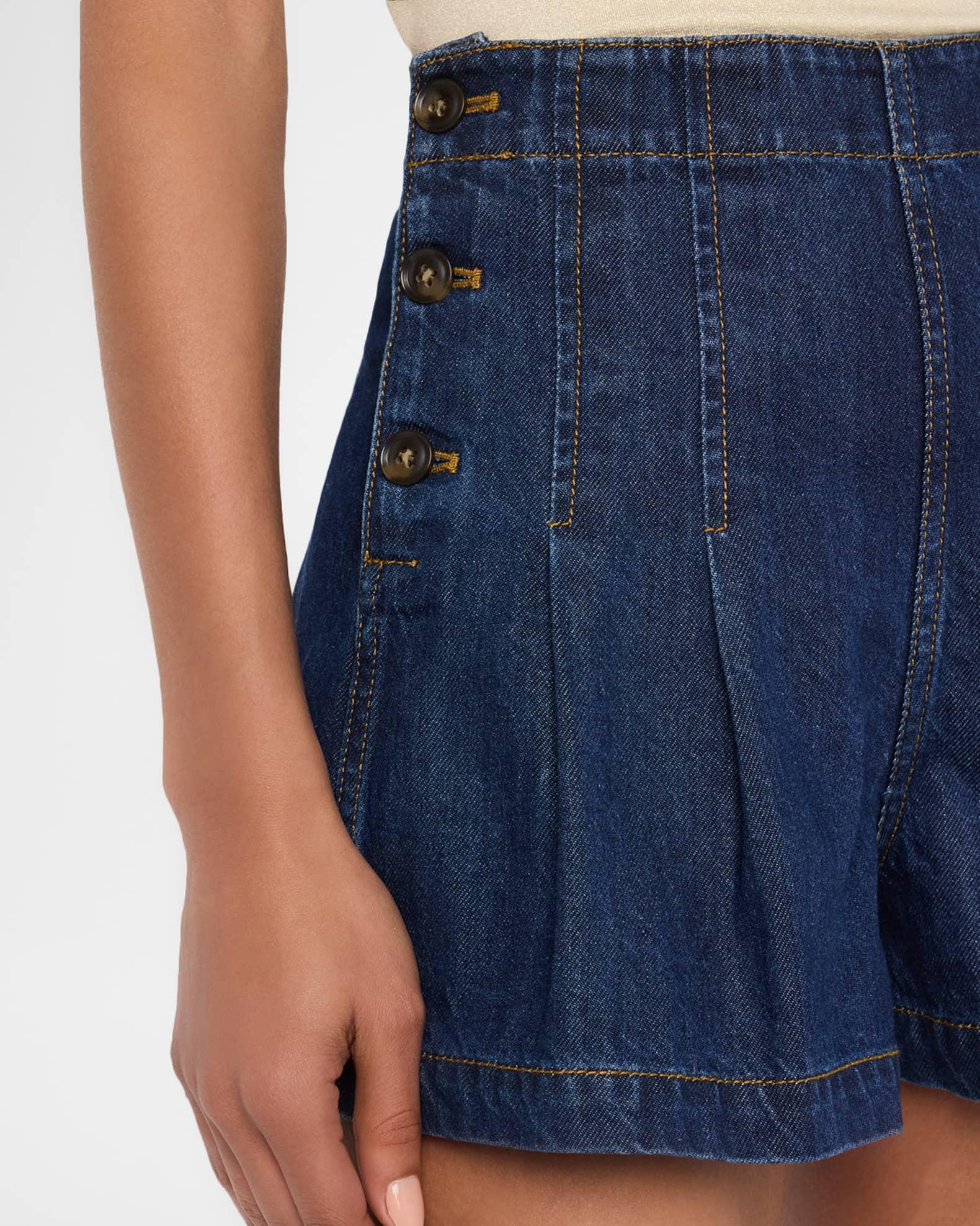 Chleo Pleated Denim Shorts Product Image