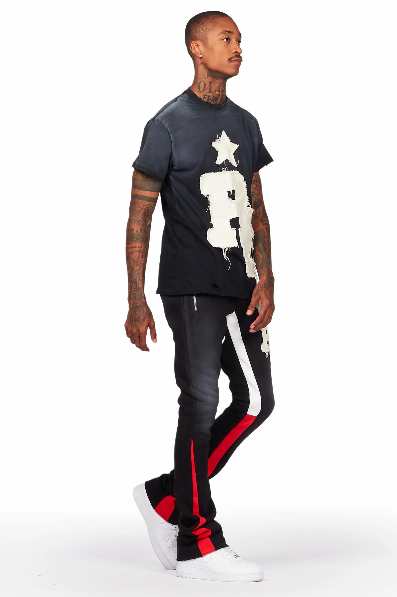 Edwald Black T-Shirt/Stacked Flare Track Set Male Product Image