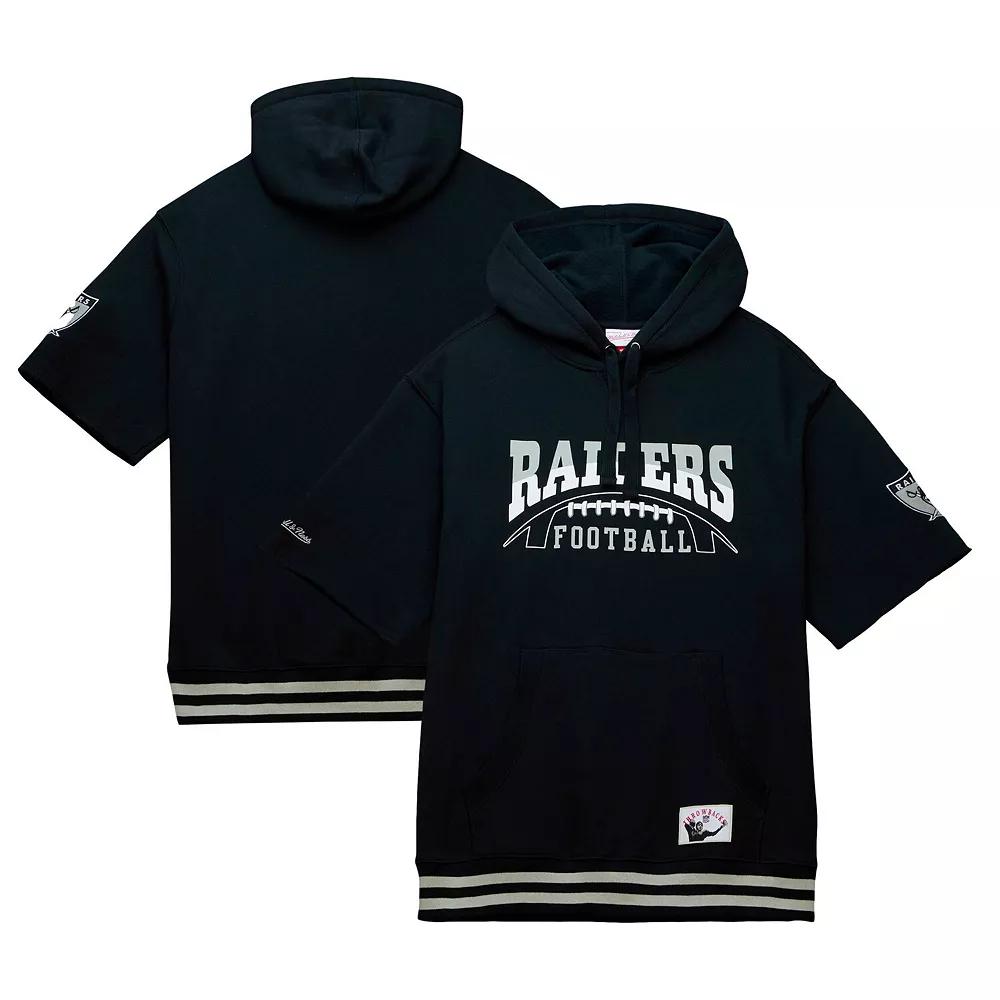Men's Mitchell & Ness Black Las Vegas Raiders Pre-Game Short Sleeve Pullover Hoodie,  Product Image