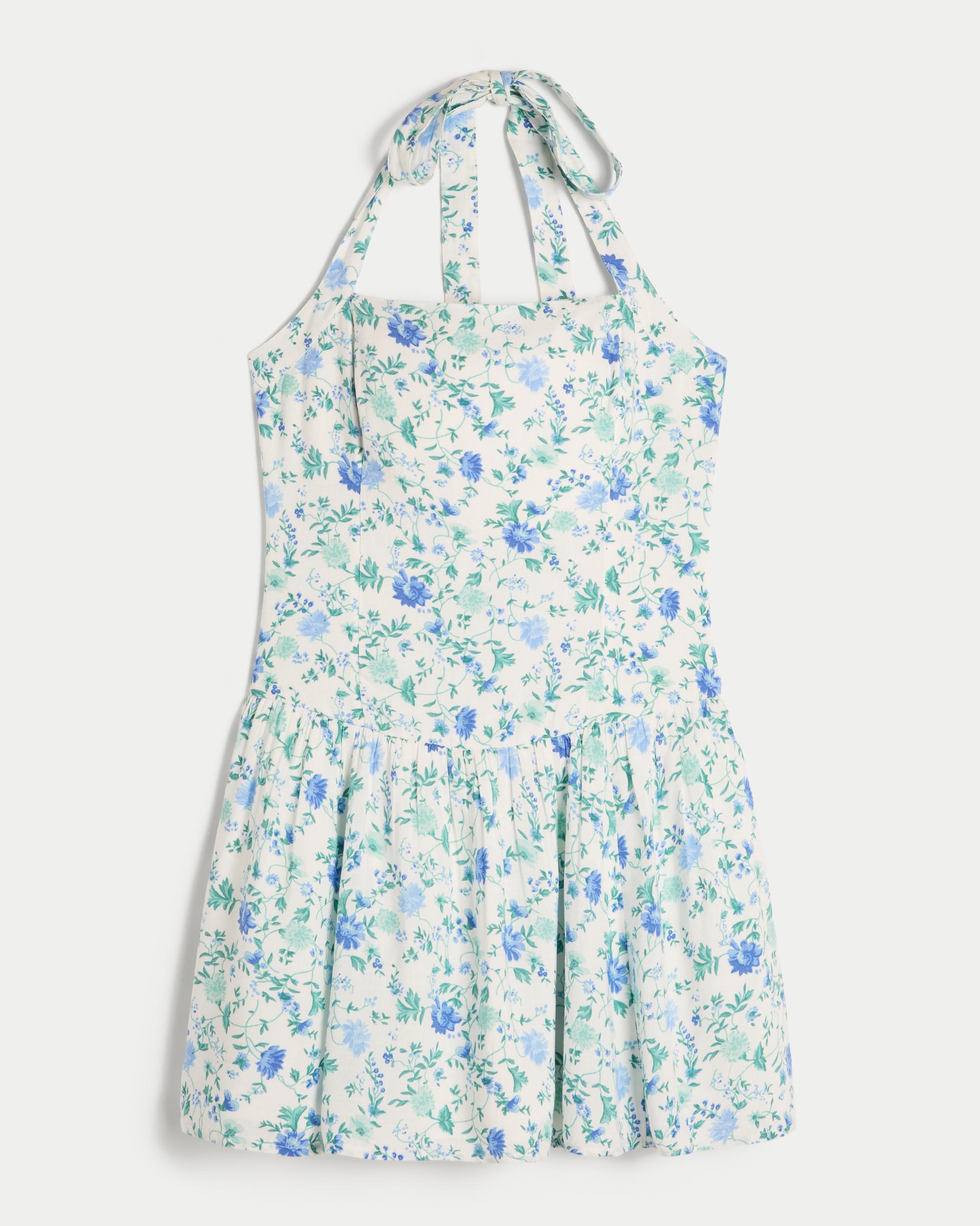 Drop Waist Halter Mini Dress Product Image