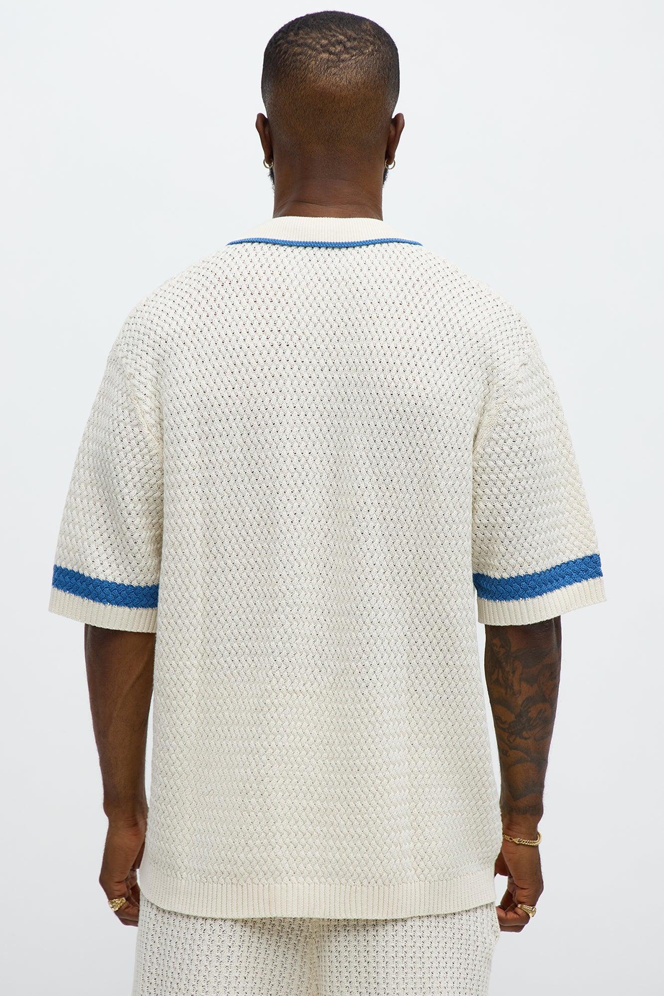 Relaxed Fit Margarita Button Up Shirt - White/Blue Male Product Image