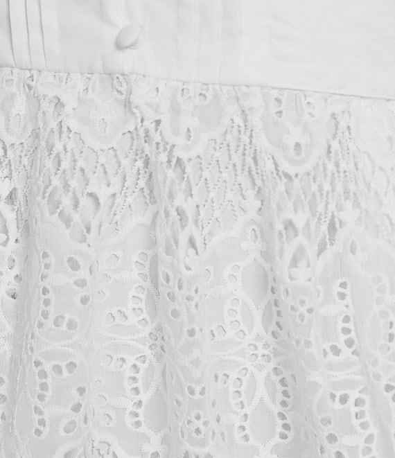 Layered With Love Paris Crew Neck Long Sleeve Scallop Hem Lace Fit & Flare Mini Dress Product Image