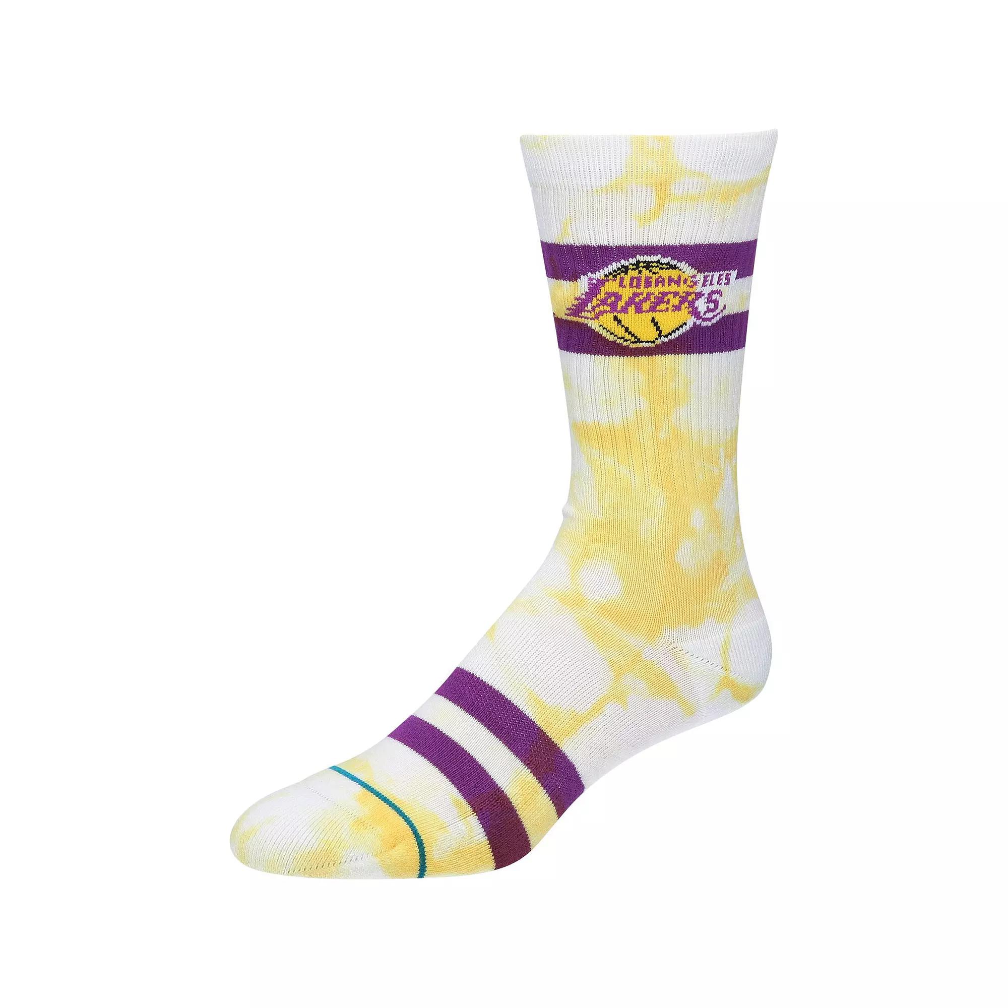 Men's Stance Los Angeles Lakers Tie-Dye Crew Socks, Size: Large, Team Product Image