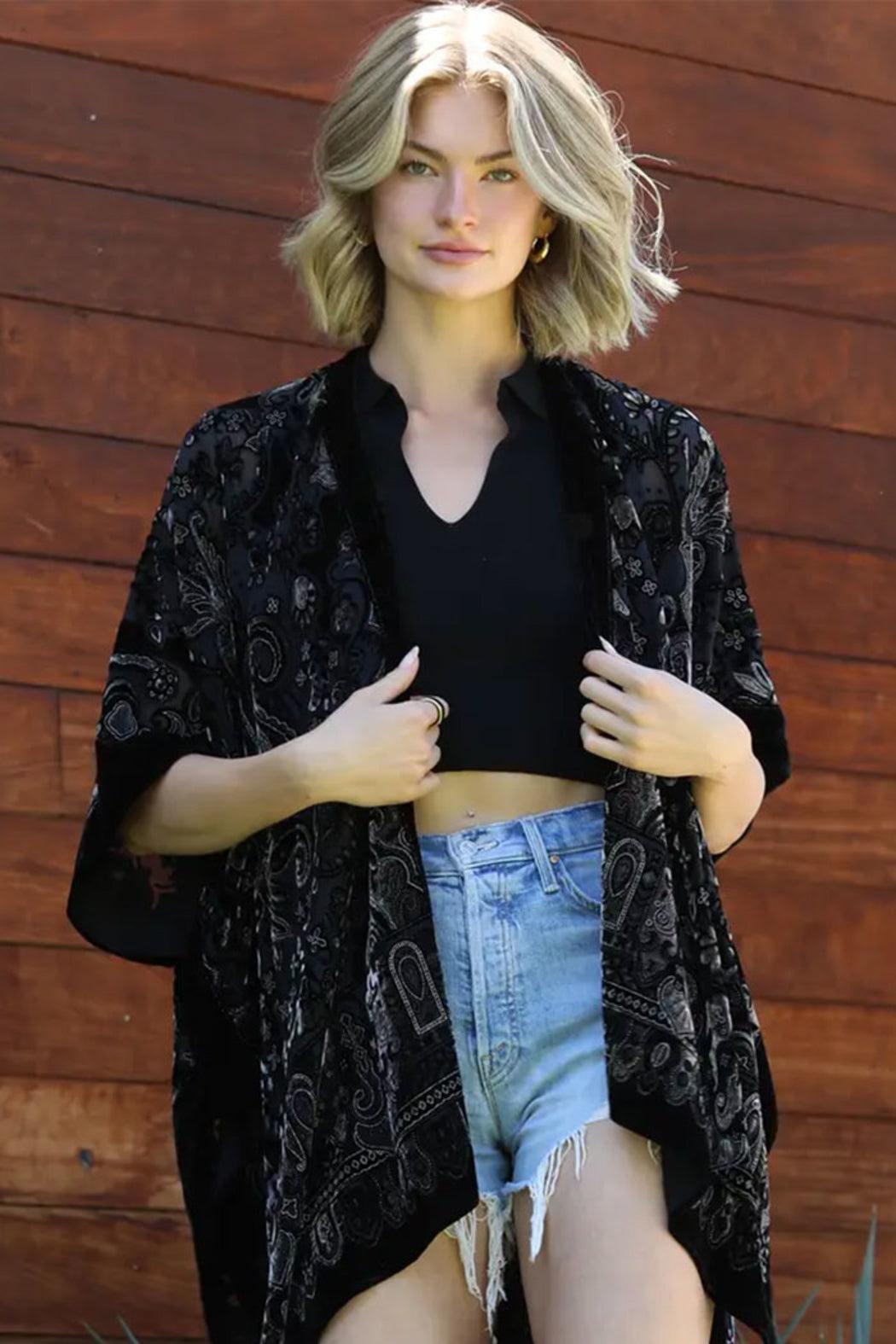 Burnout Velvet Kimono Product Image