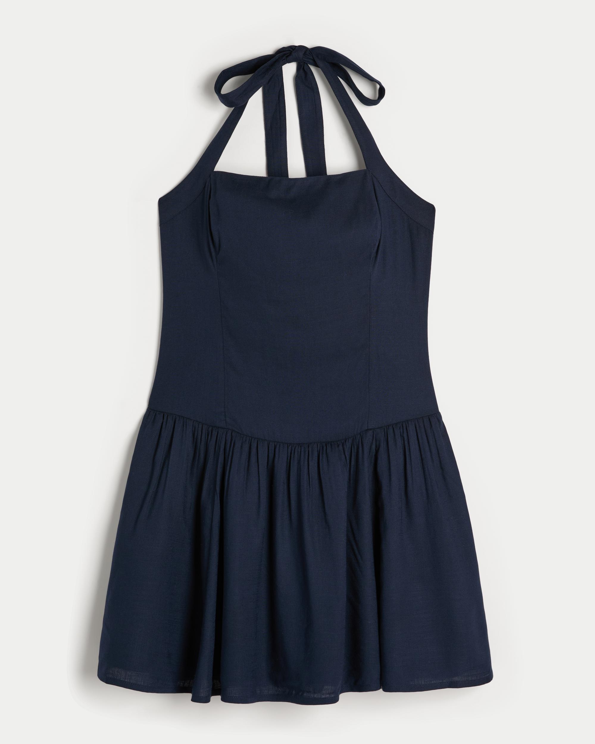 Drop Waist Halter Mini Dress Product Image