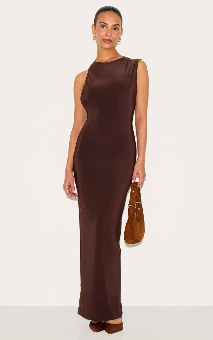Petite Chocolate Cut Out Side Maxi Dress Product Image