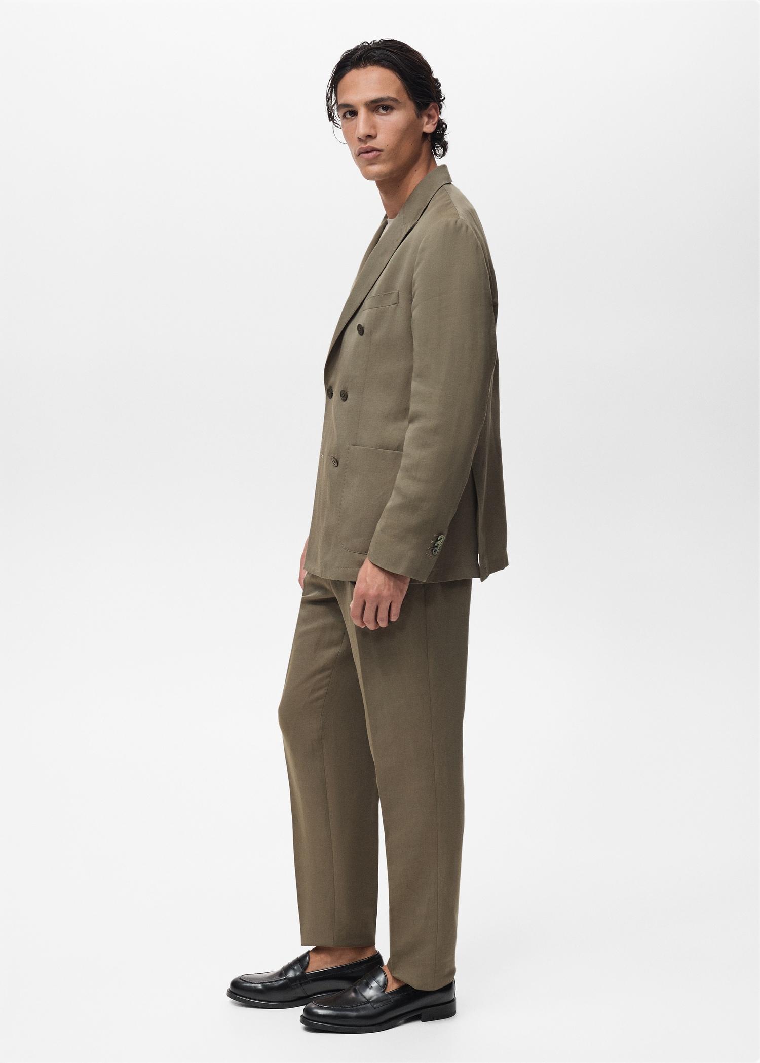 Slim-fit linen-blend pleated pants - Men | MANGO USA Product Image