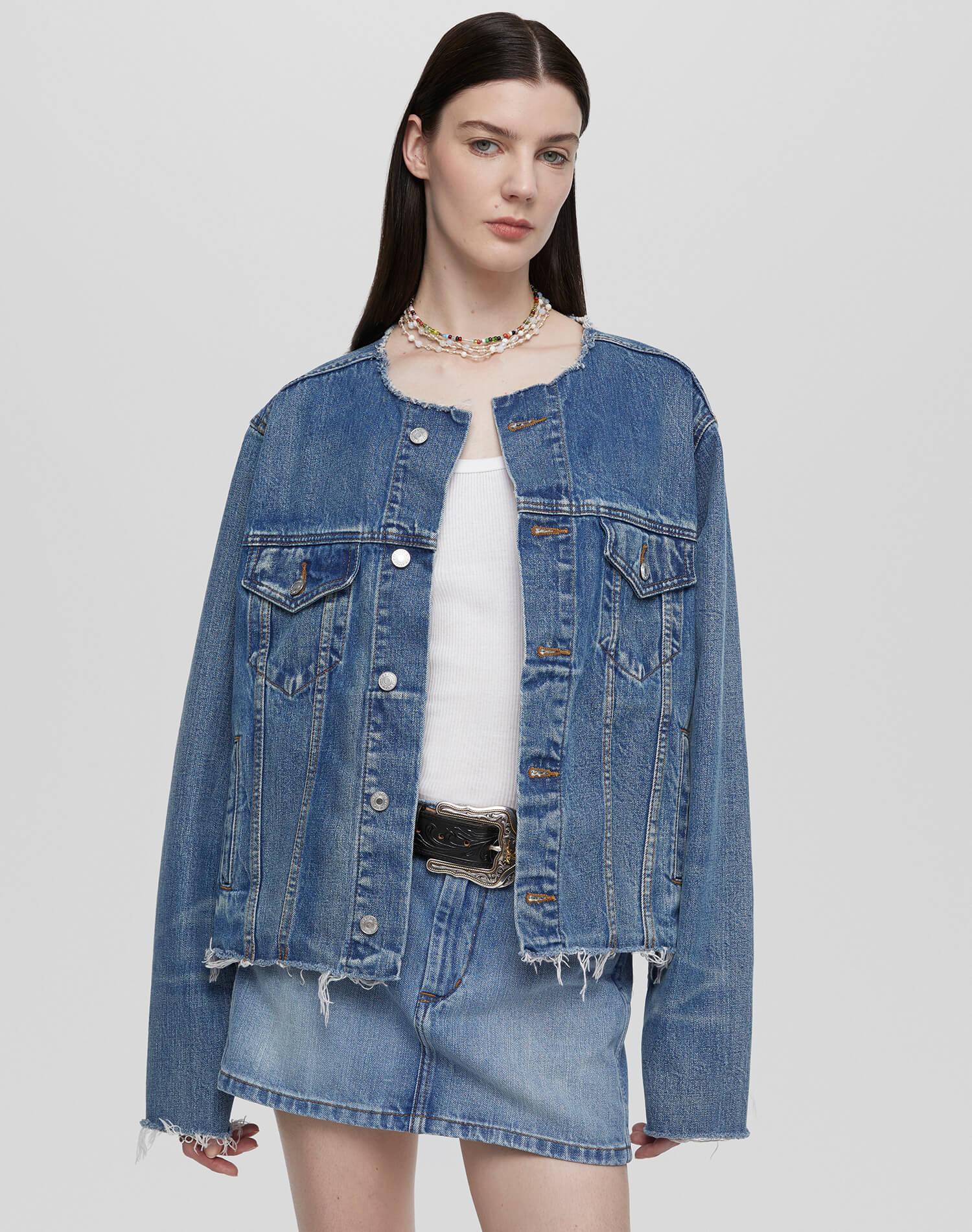 Cutoff Trucker Jacket - Mid Fade Female Product Image