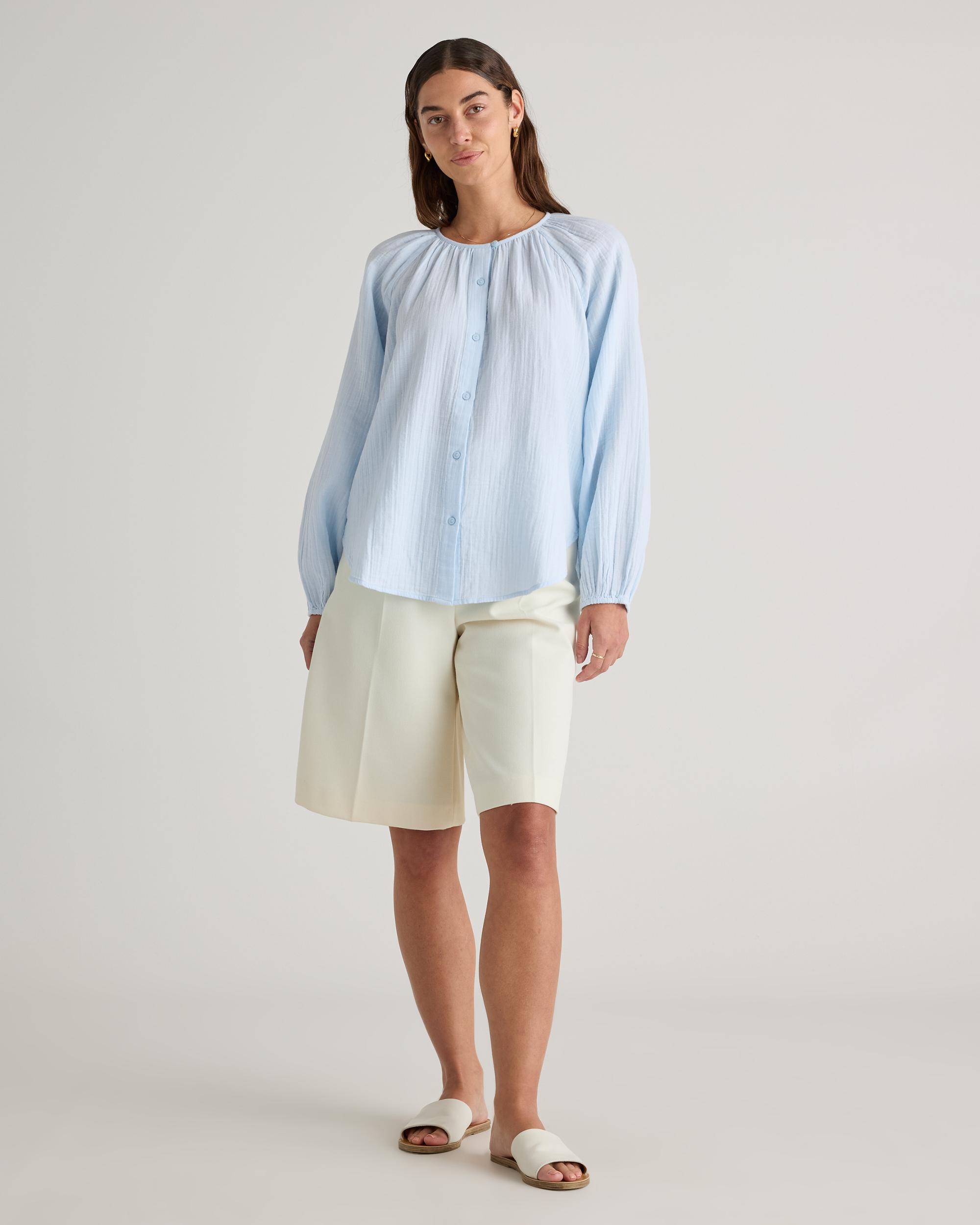 Quince | Women's Gauze Peasant Blouse Organic Cotton Product Image