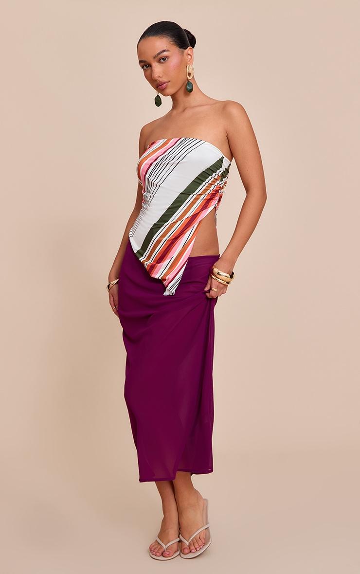  Multi Printed Striped Double Layer Slinky Split Side Bandeau Product Image