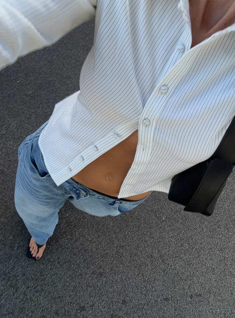 Anni Pinstripe Shirt White Product Image