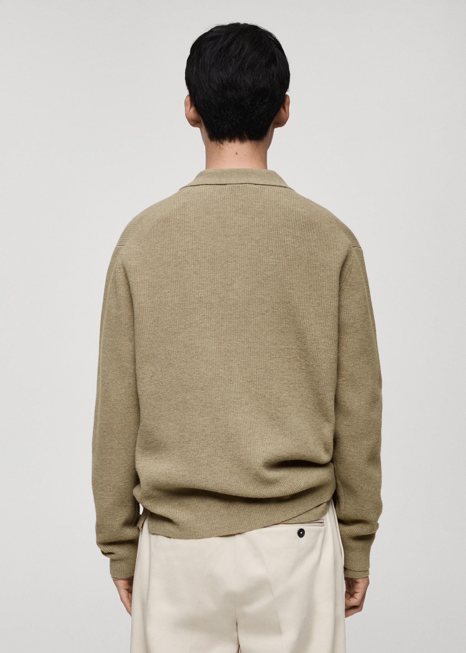 Wool blend polo cardigan - Men | MANGO USA Product Image