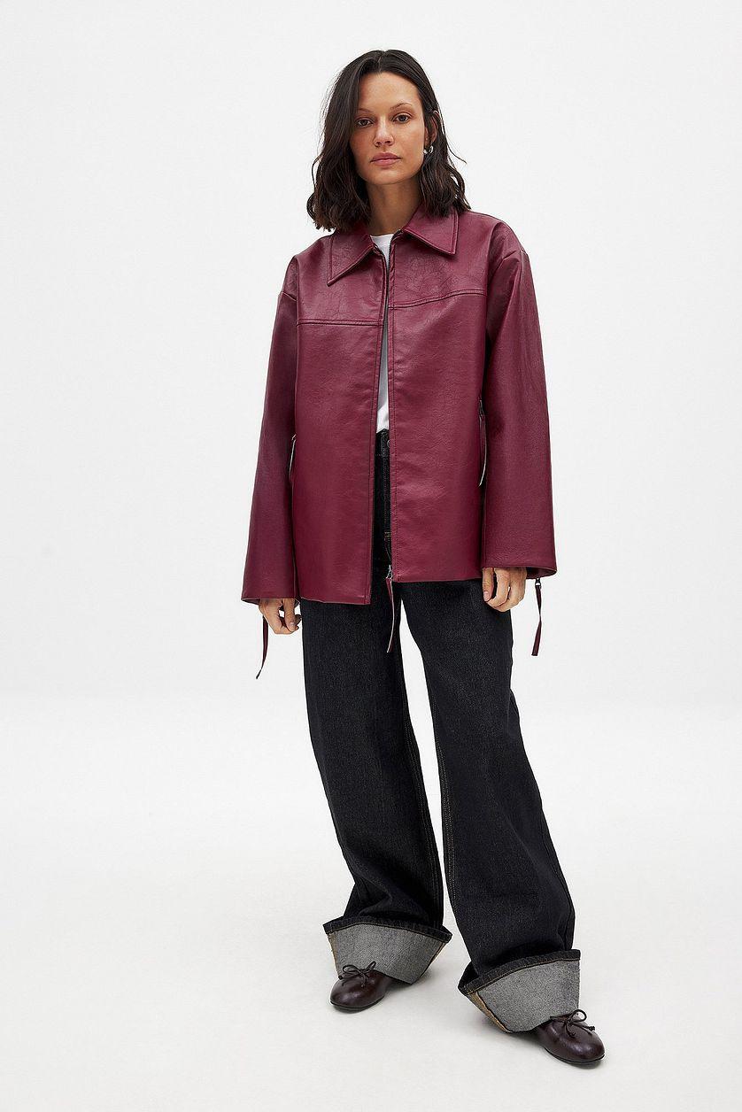 Zip Detail Shiny Pu Jacket Product Image