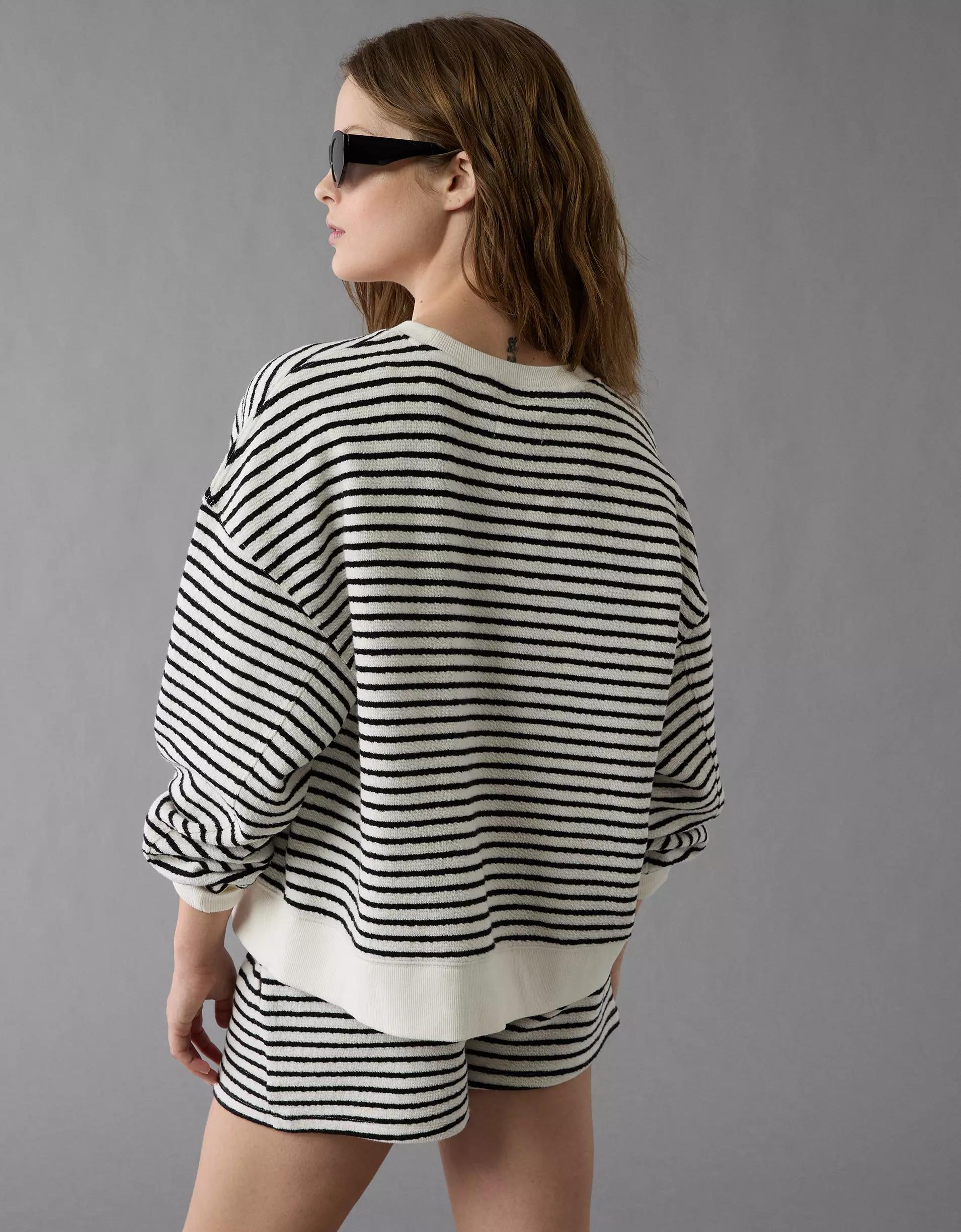 AE Oversized Striped Sweatshirt Product Image