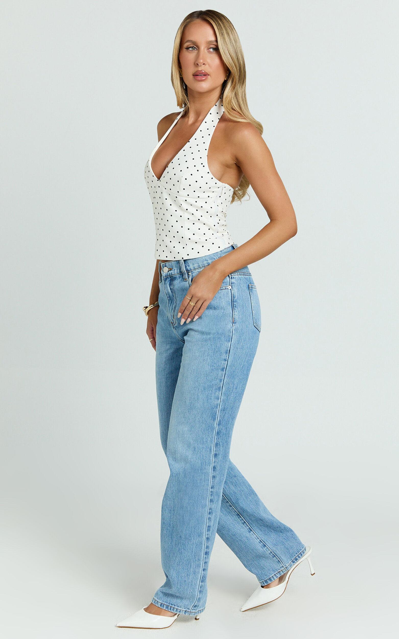 Barker Jeans - Low Rise Recycled Denim Straight Leg Jeans in Mid Blue Wash Product Image