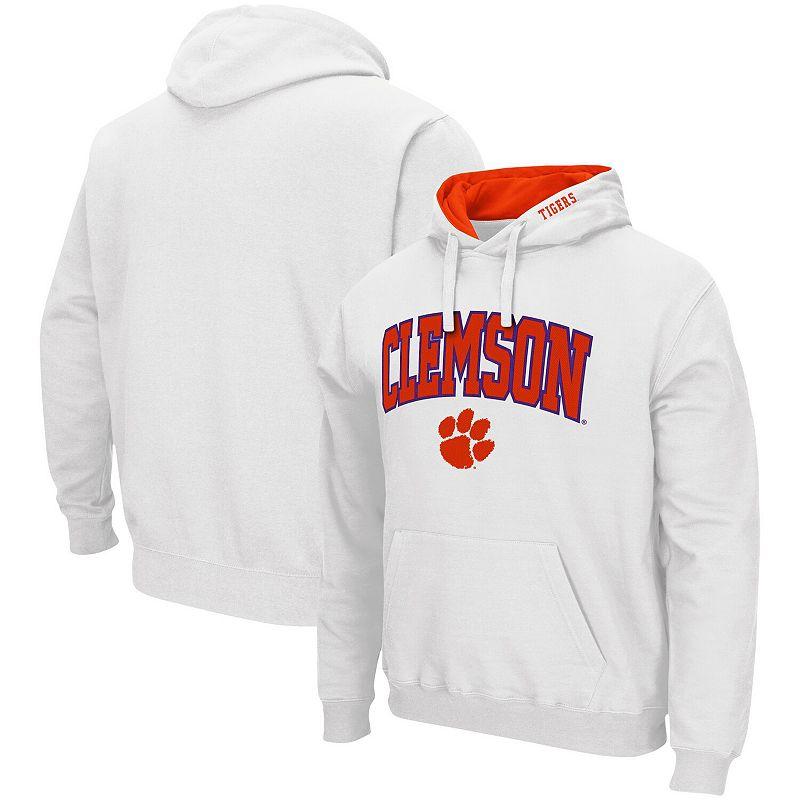 Men's Colosseum White Clemson Tigers Arch & Logo 3.0 Pullover Hoodie,  Product Image