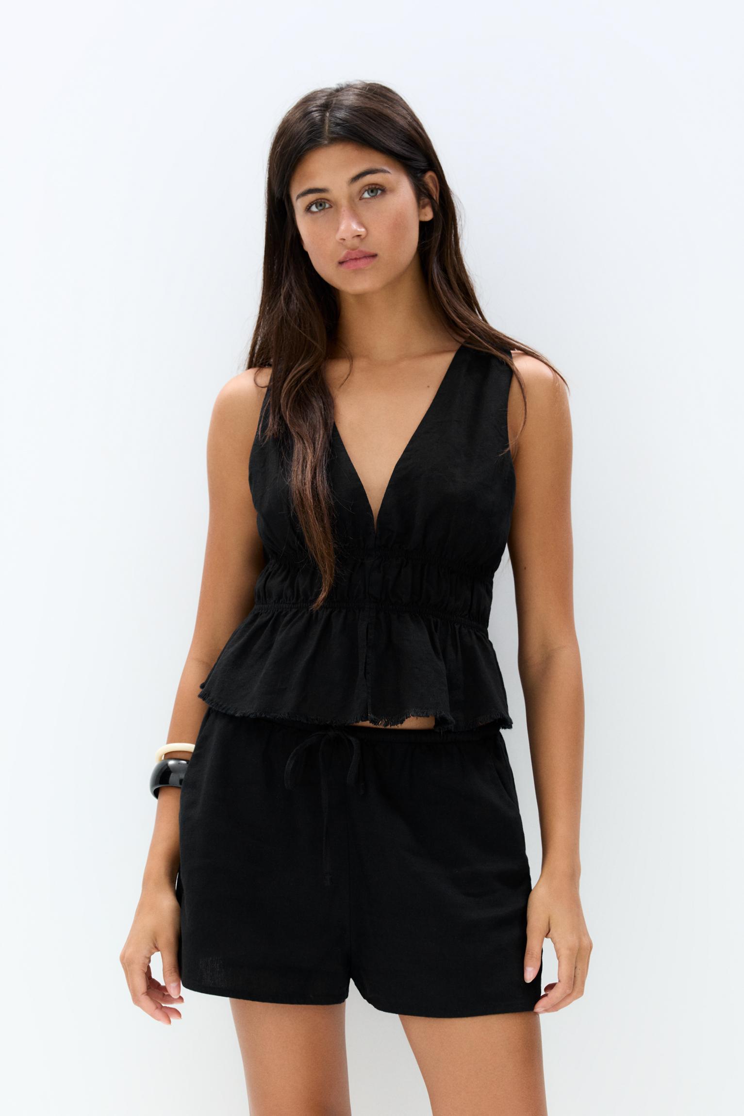 Rustic linen blend top Product Image