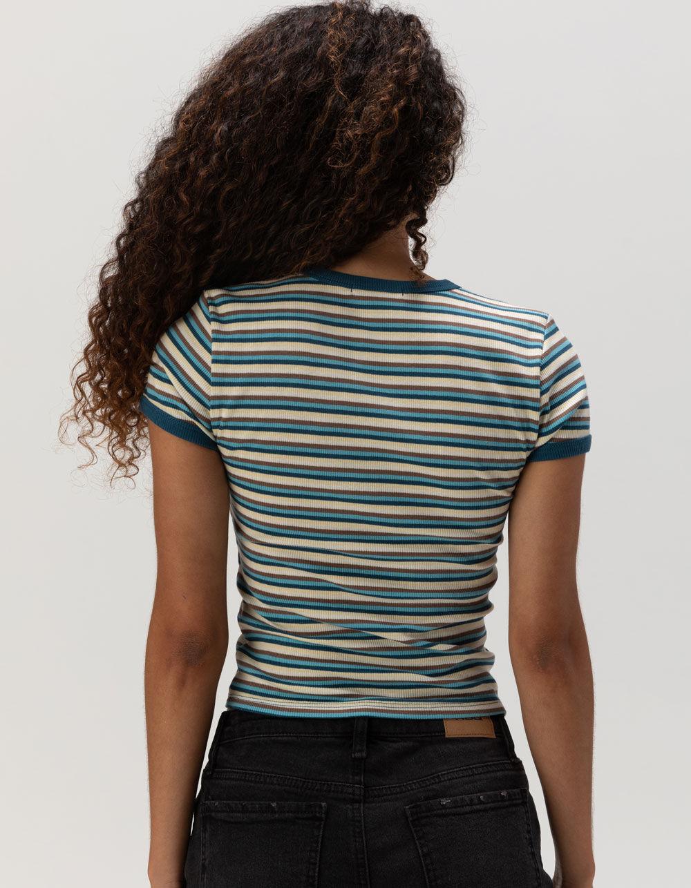 FULL TILT V-Neck Womens Baby Tee - BLUE Product Image