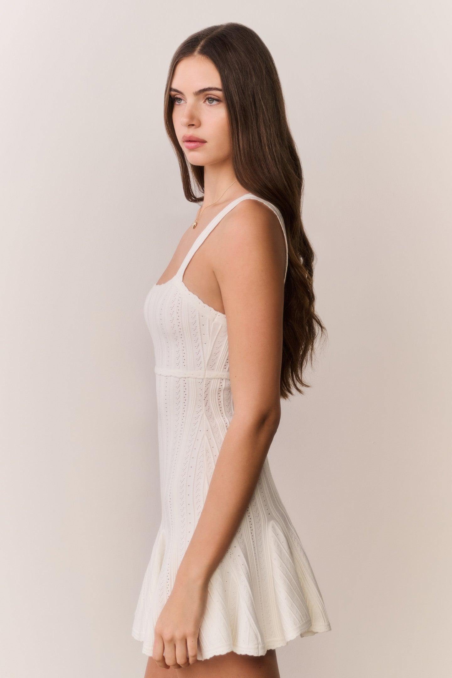 Tabatha Stretch Pointelle Mini Dress - PEACH SORBET Product Image
