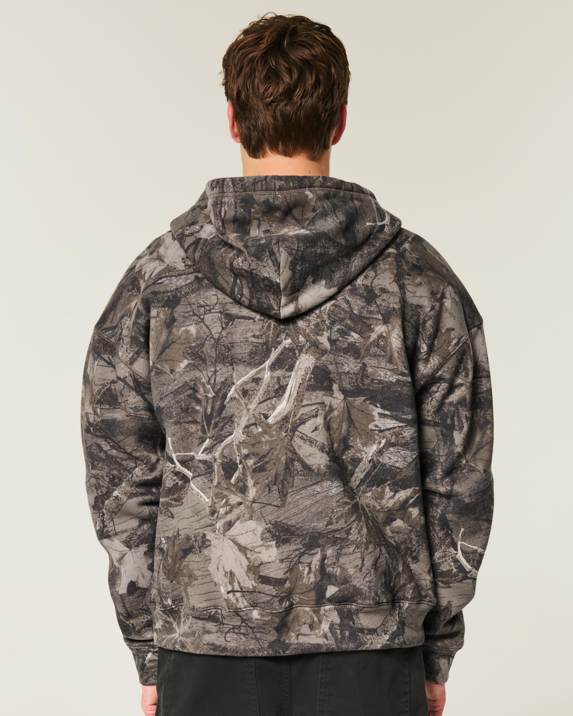 Boxy Waffle-Lined Zip-Up Hoodie Product Image