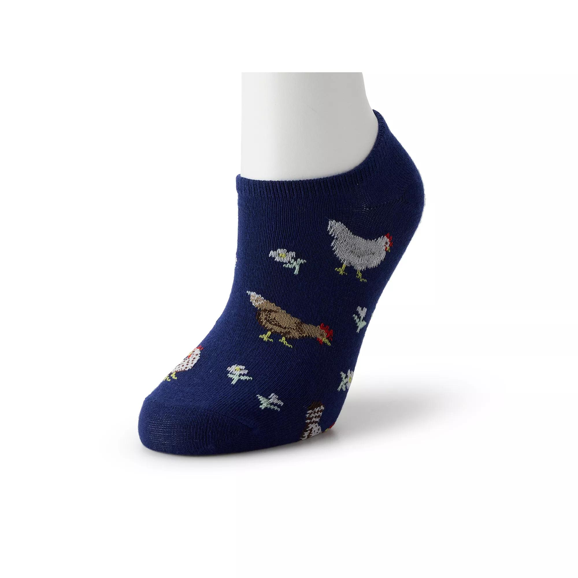 Womens Patterned No Show Socks Blue Product Image