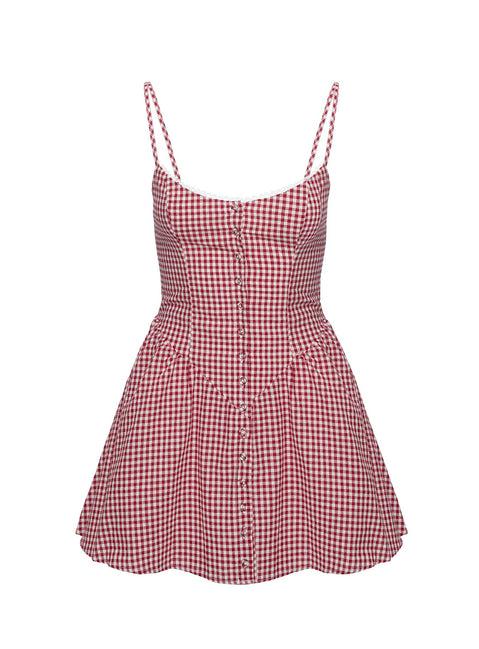 Toulouse Mini Dress Red Gingham Product Image