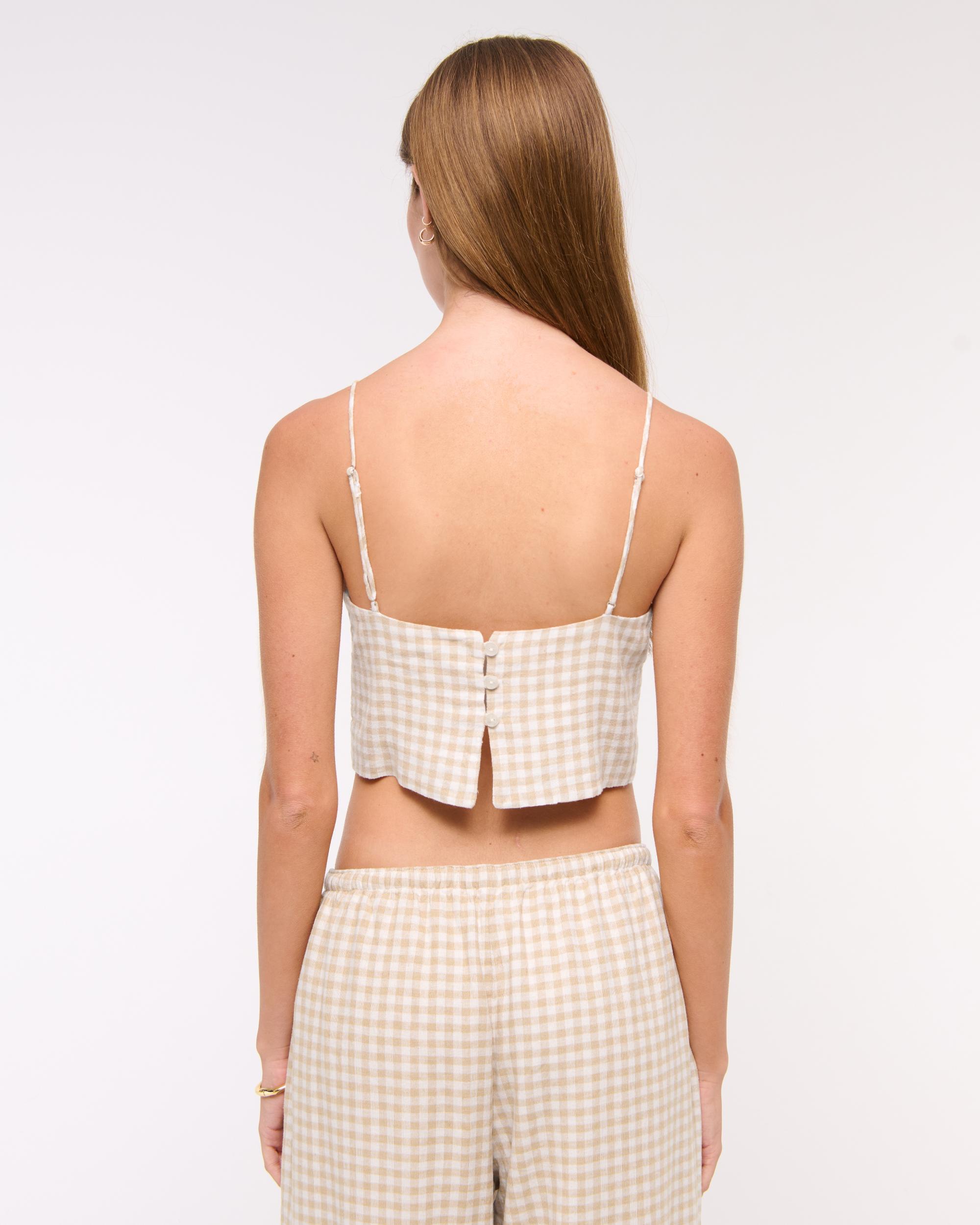 Cropped Linen-Blend Cami Product Image