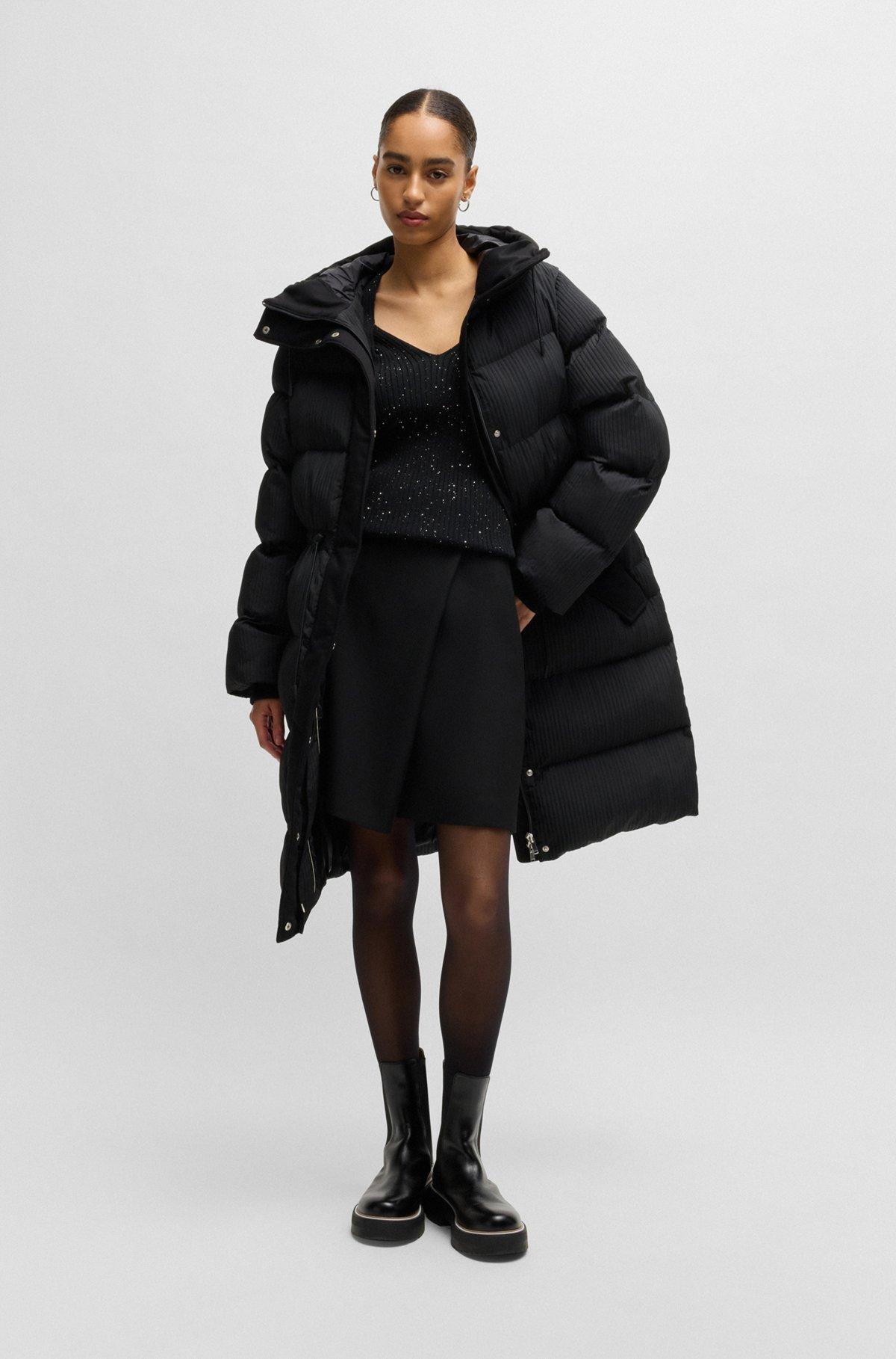 Water-repellent parka jacket in quilted corduroy-effect fabric Product Image