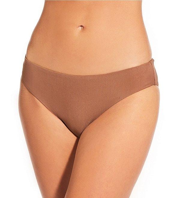 Gianni Bini Solid Ribbed Retro Hipster Swim Bottom Product Image