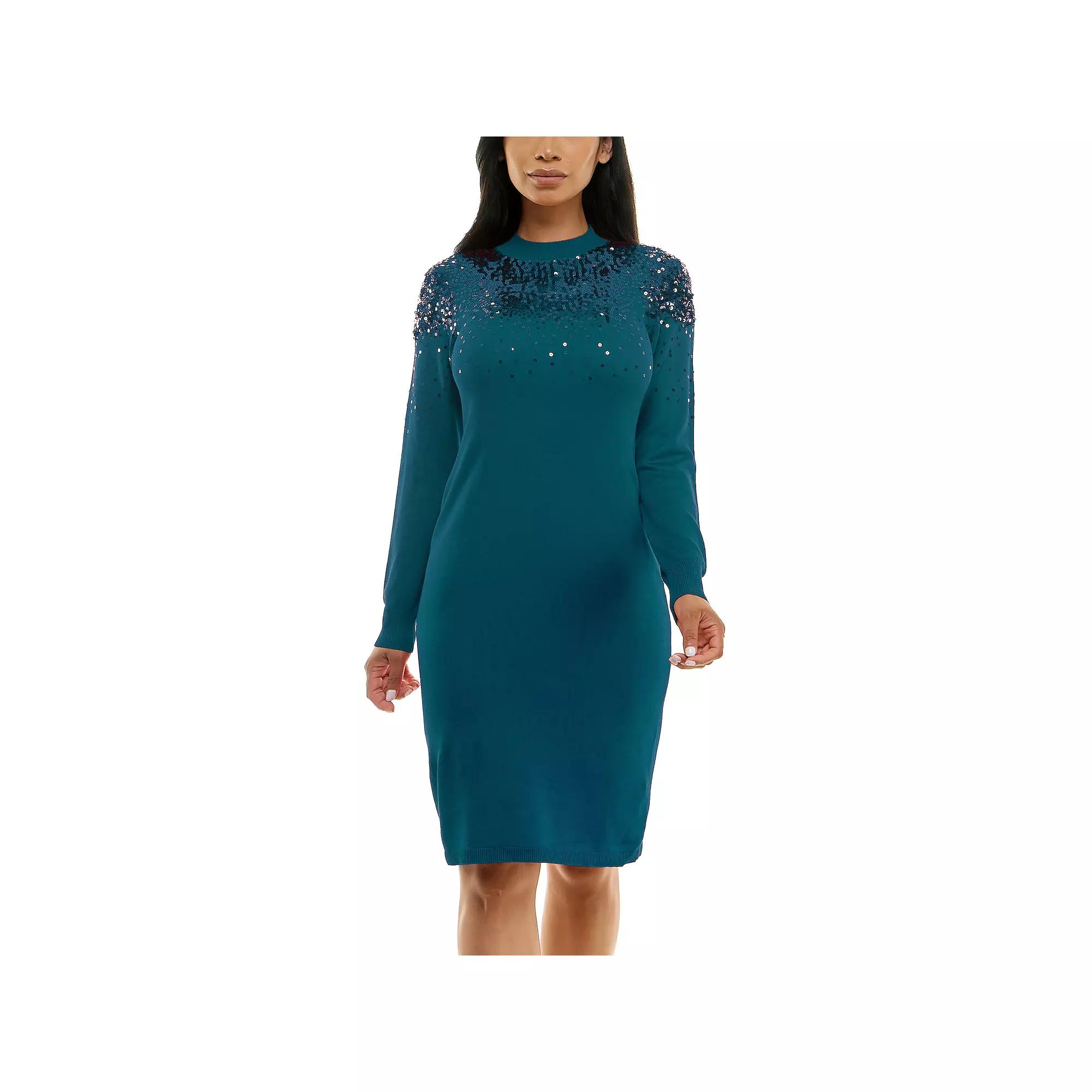 Women's Nina Leonard Sequins Sweater Dress,  Product Image