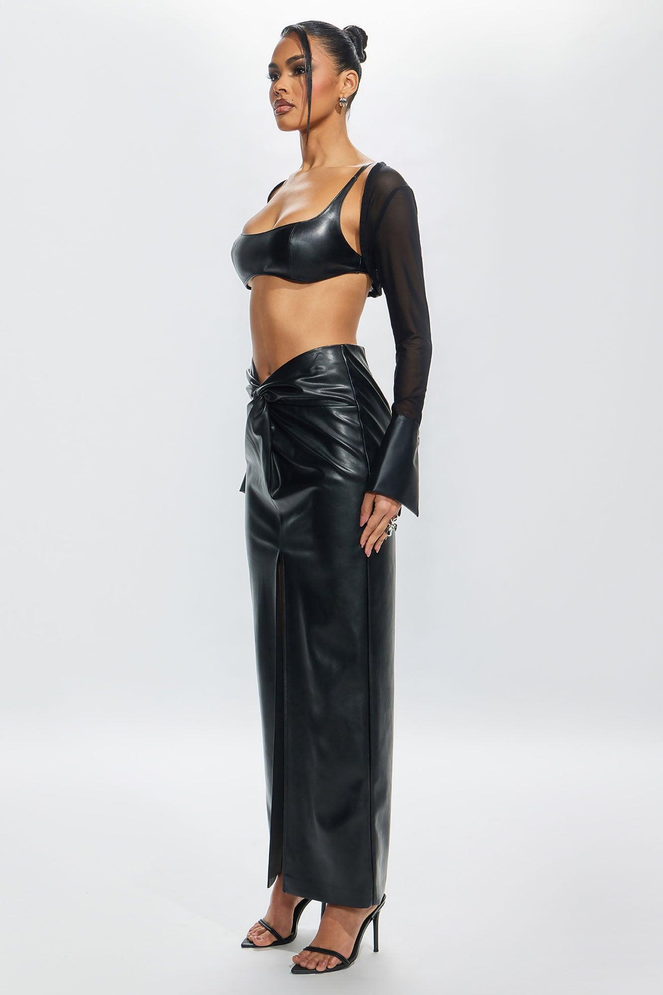 Estelle Faux Leather Maxi Skirt - Black Product Image