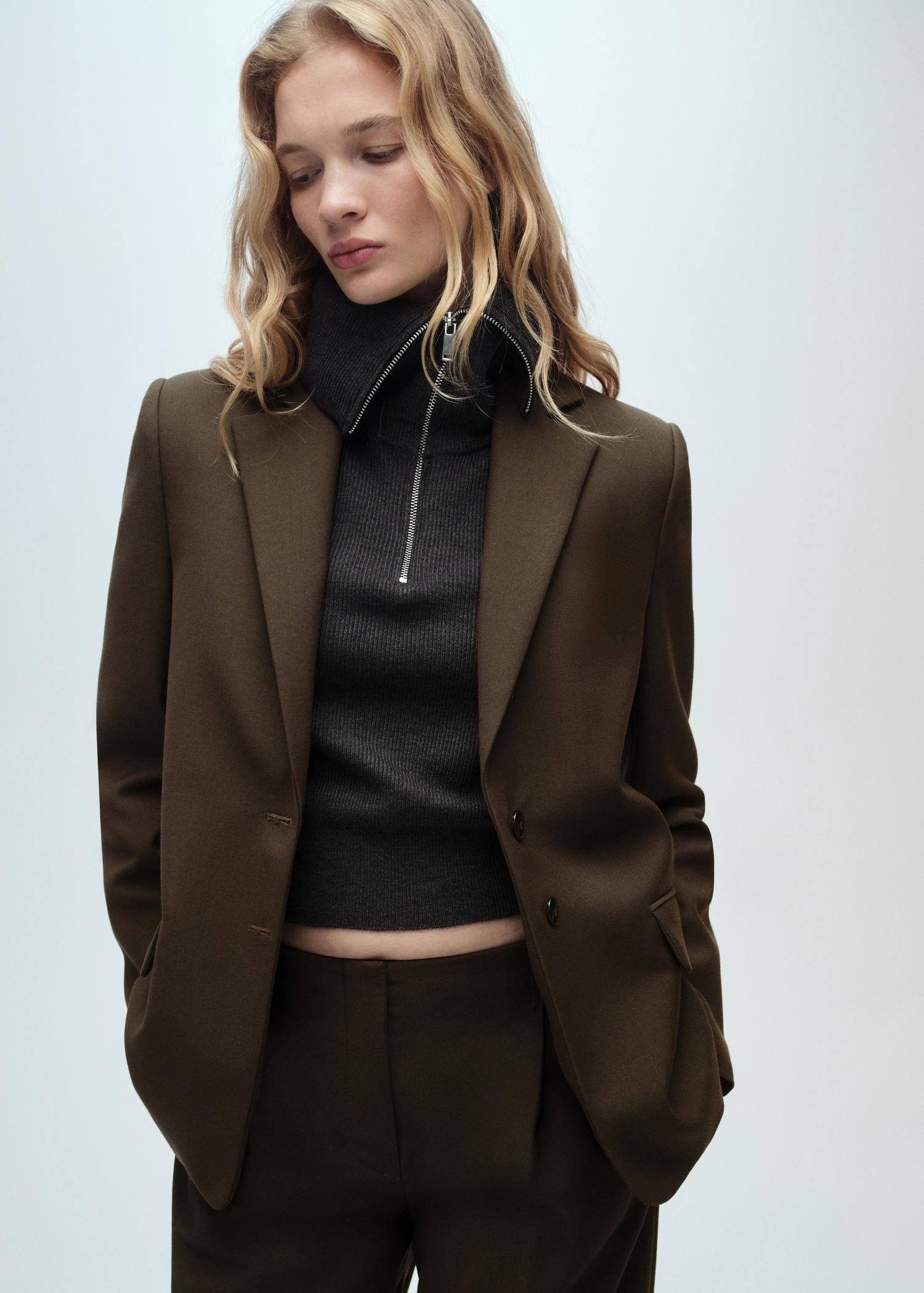 Straight-fit suit jacket - Women | MANGO USA Product Image