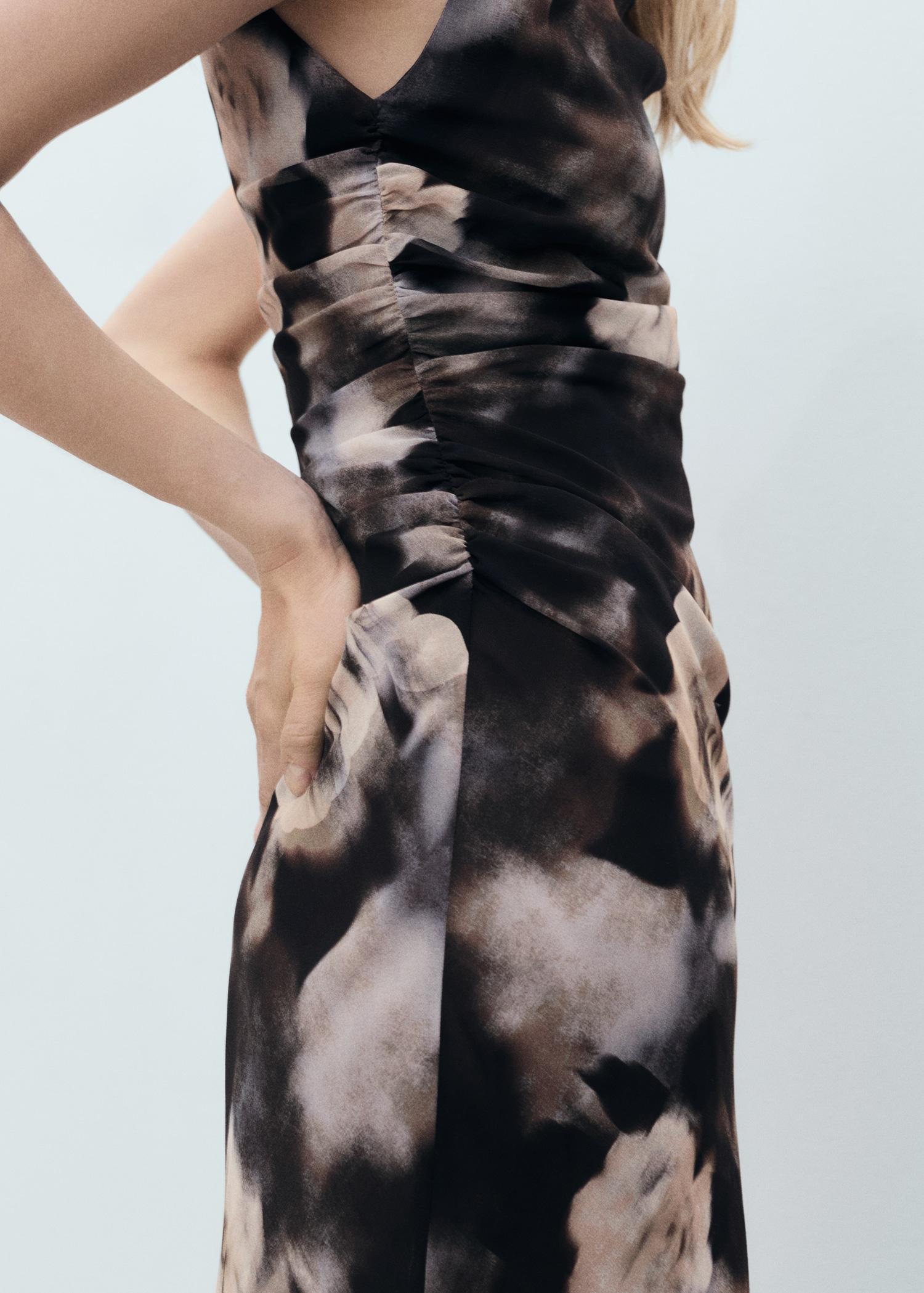 Floral-print draped dress - Women | MANGO USA Product Image