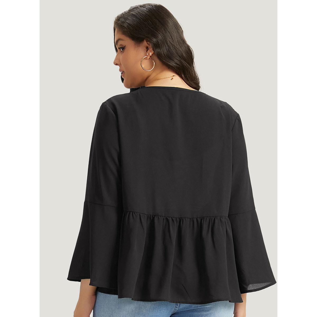 Plus Size Geometric Print Mesh Patchwork Kimono Women Black Resort Vacation Kimonos BloomChic 14-16/1X Product Image