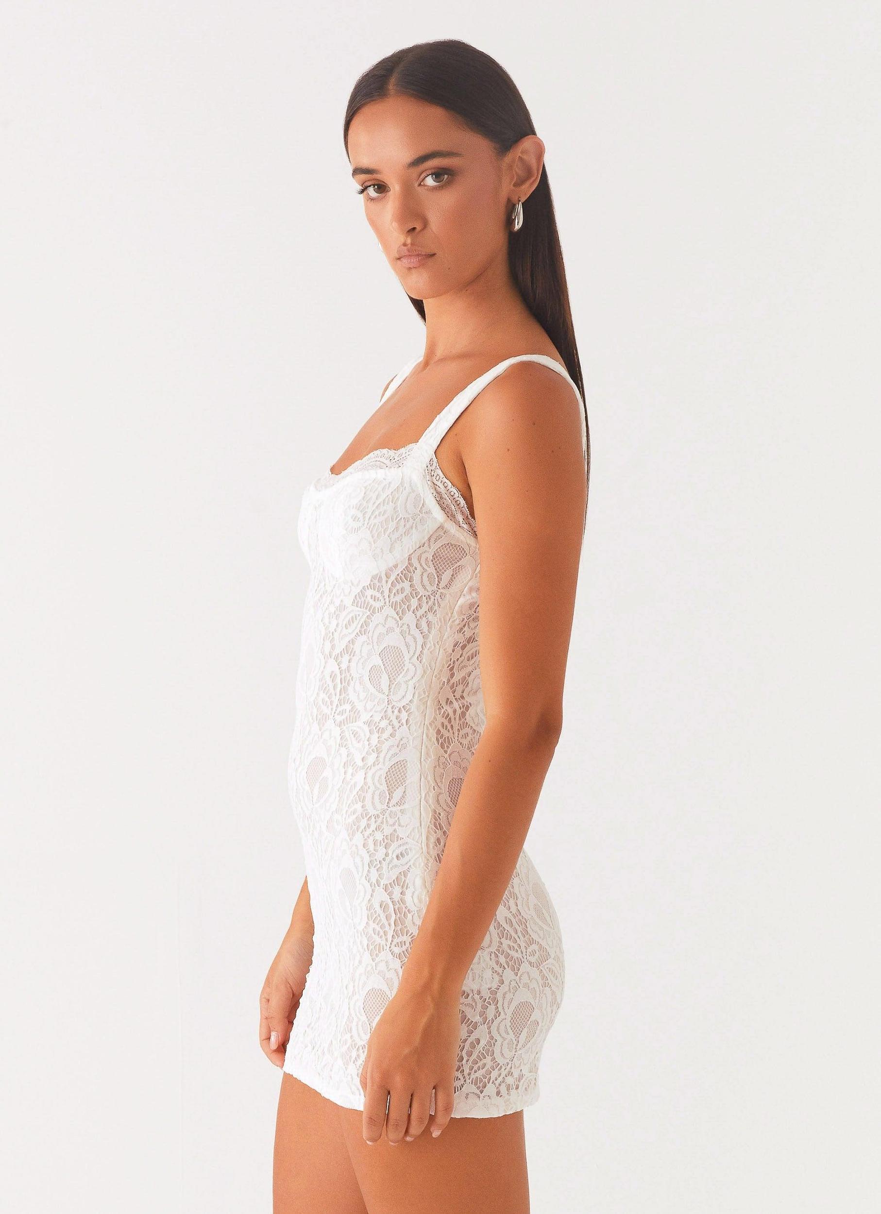 Maree Lace Mini Dress - White Product Image