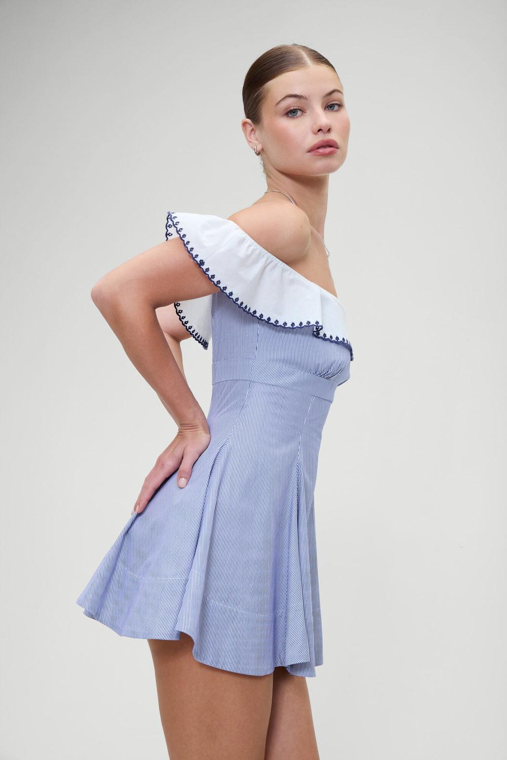 Lilah Striped Mini Dres - Midnight Stripe Product Image