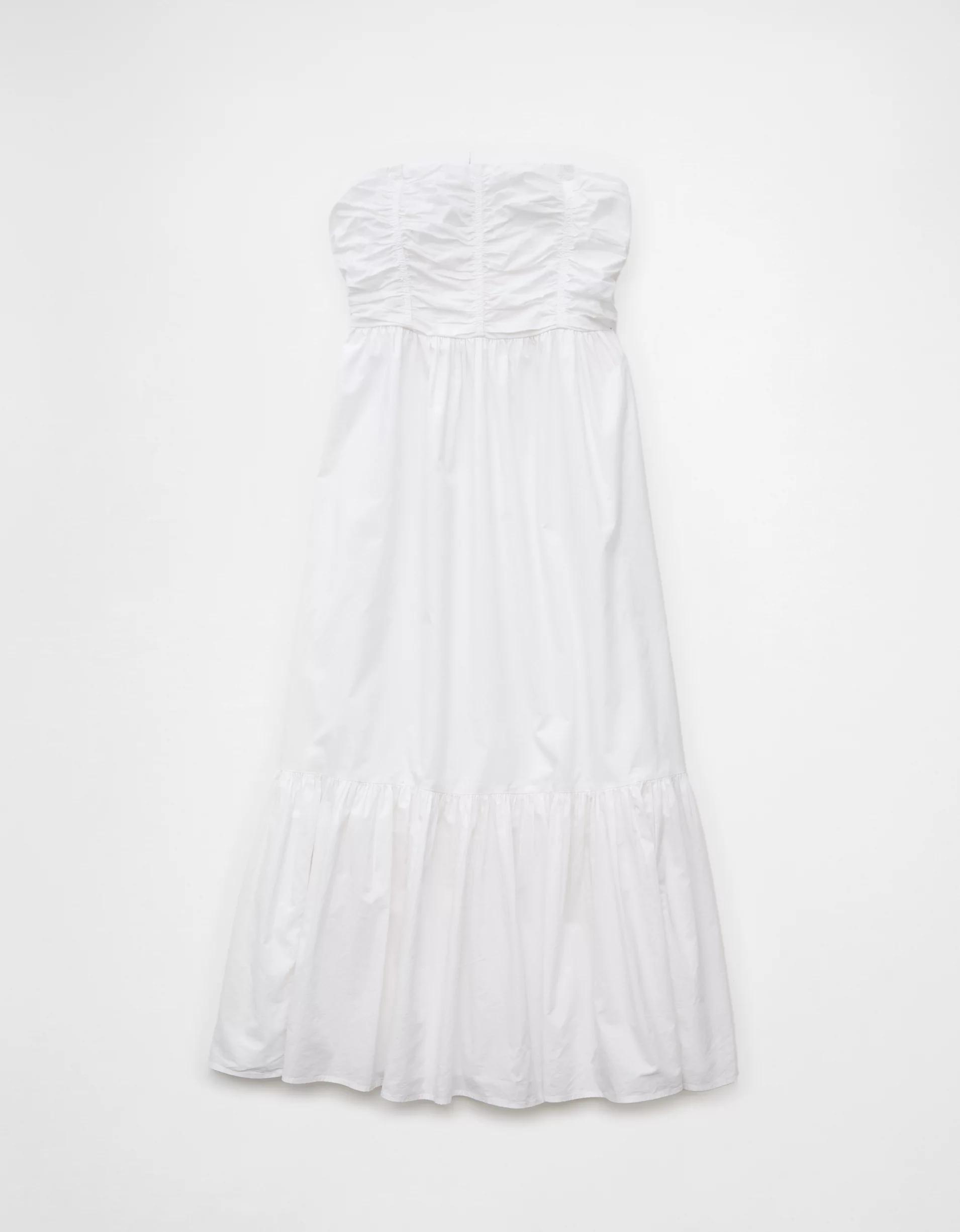 AE Ruched Bodice Strapless Midi Dress Product Image