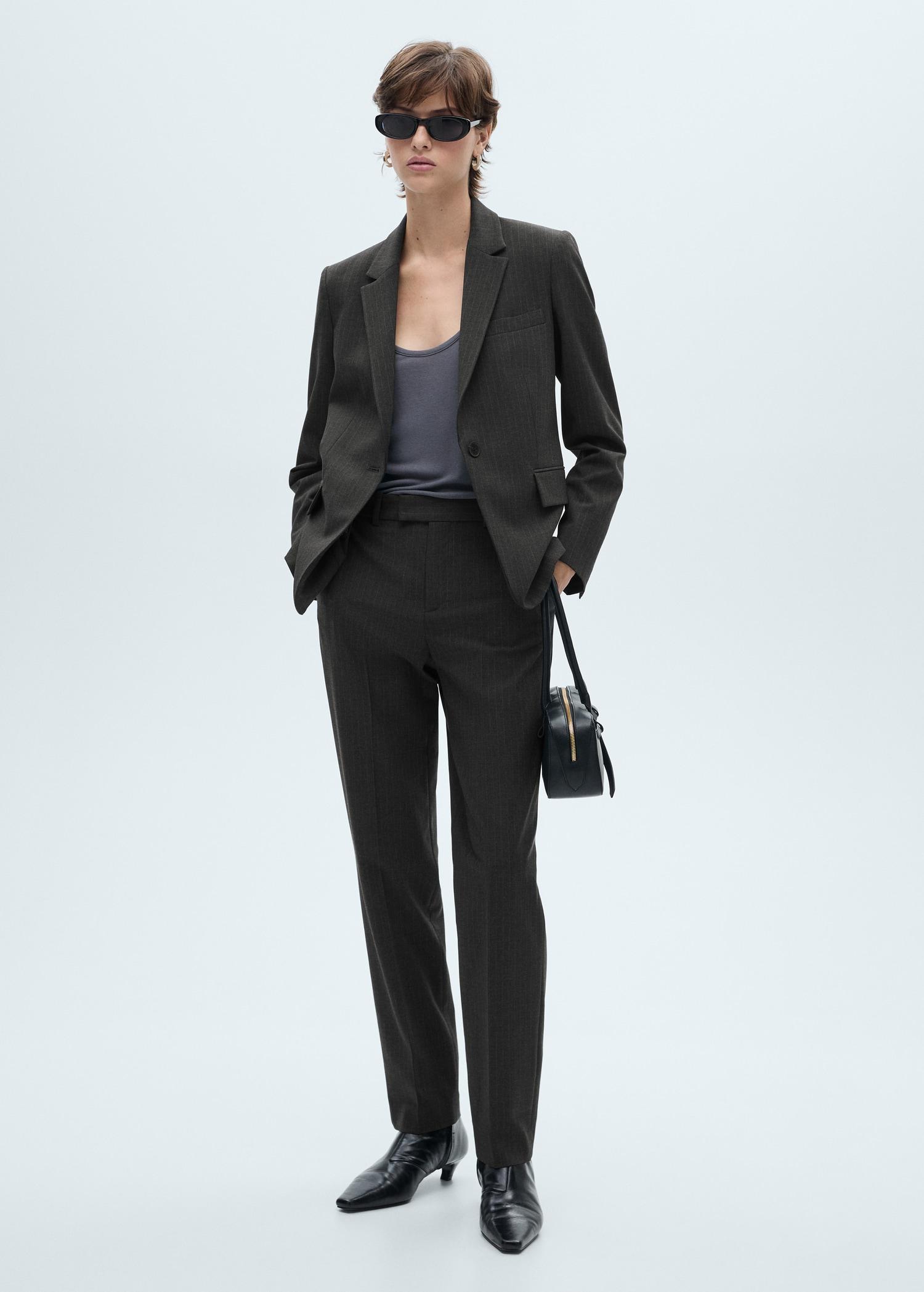 Pinstripe suit trousers - Women | MANGO USA Product Image