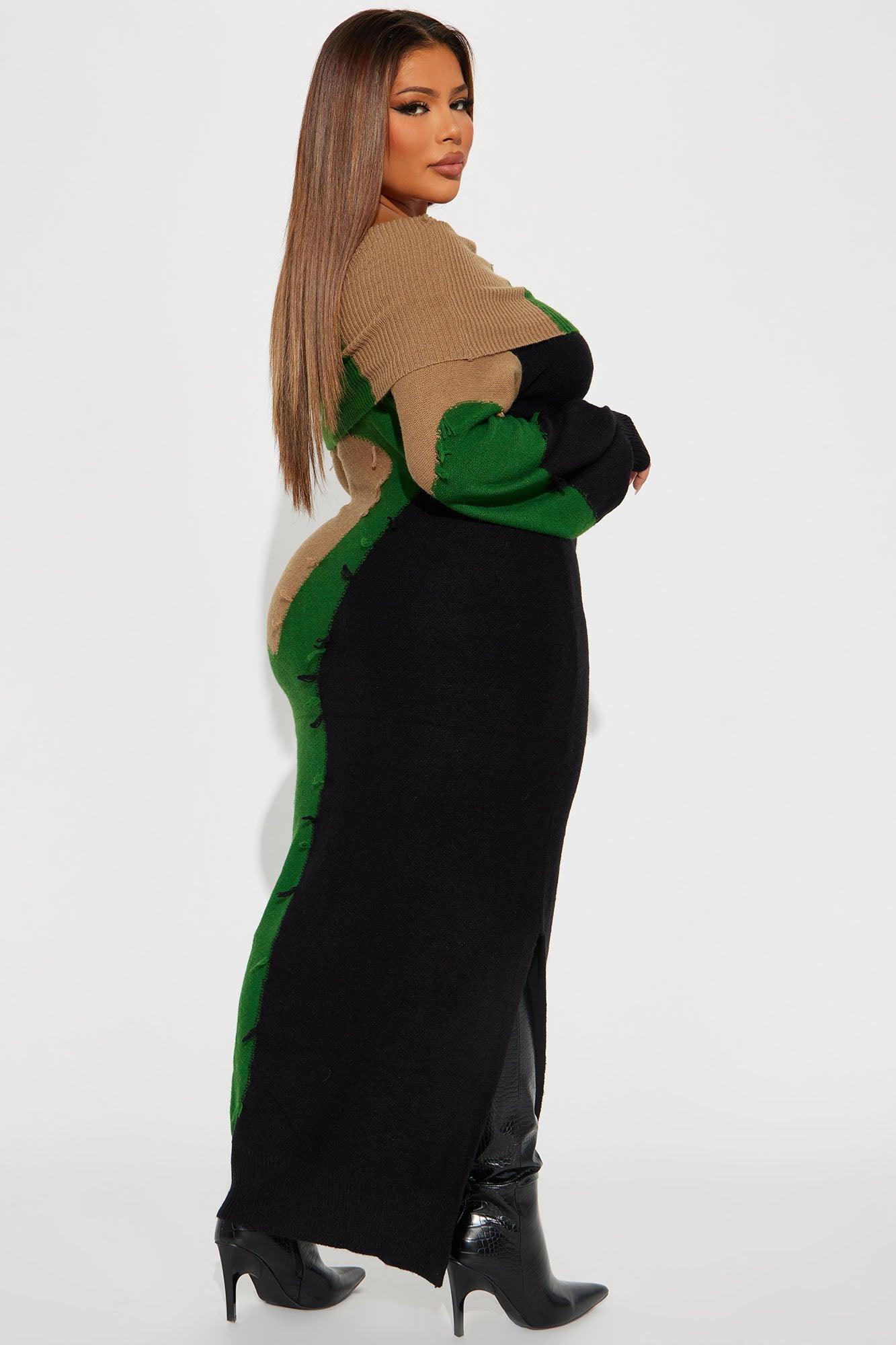 Ivy Sweater Maxi Dress - Green/combo Female Product Image